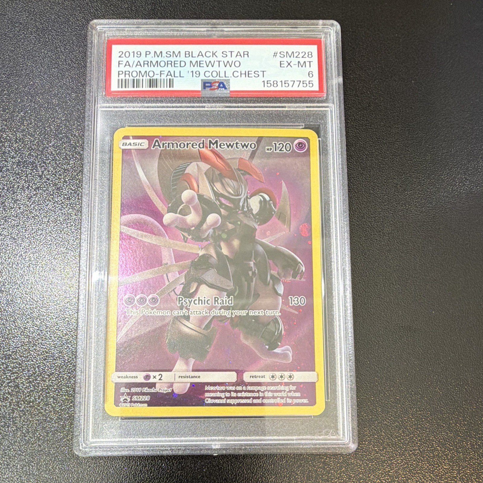2019 Pokemon Armored Mewtwo SM Black Star Promo SM228 Holo PSA 6