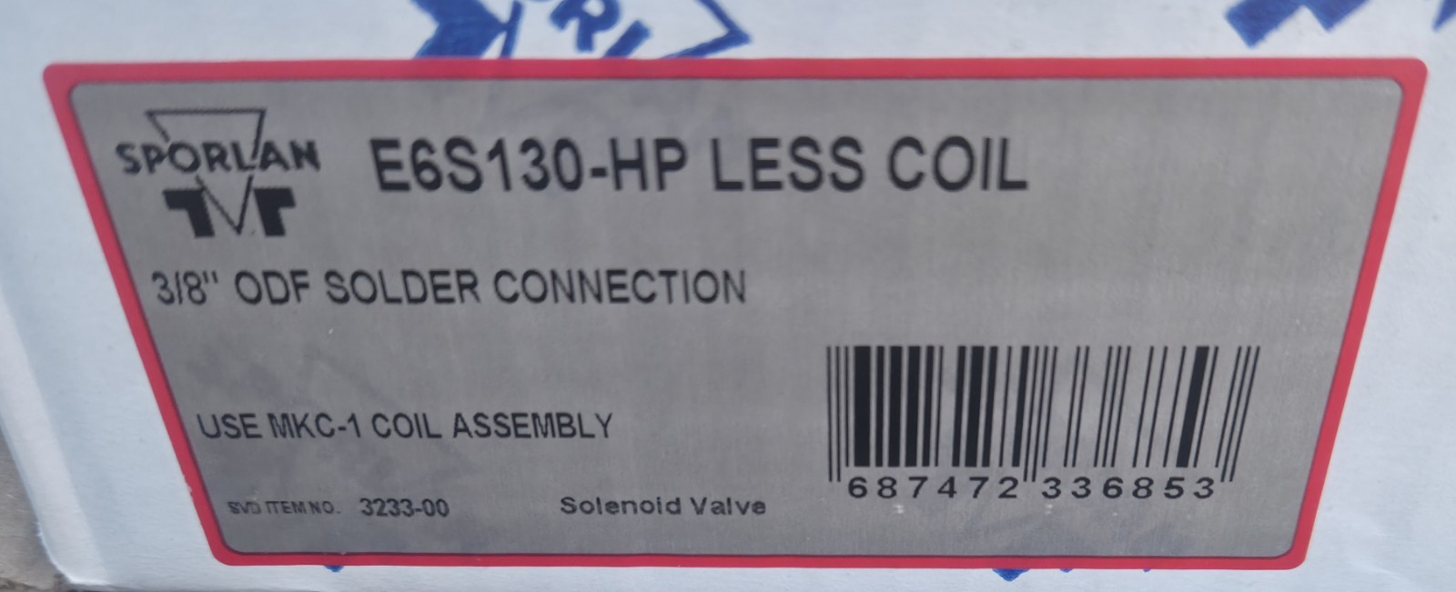 Sporlan Solenoid Valve E6S130-HP 3/8 in ODF Solder includes 120/208/240 coil Sporlan Solenoid Valve E6S130-HP 3/8 in ODF Solder includes 120/208/240 coil