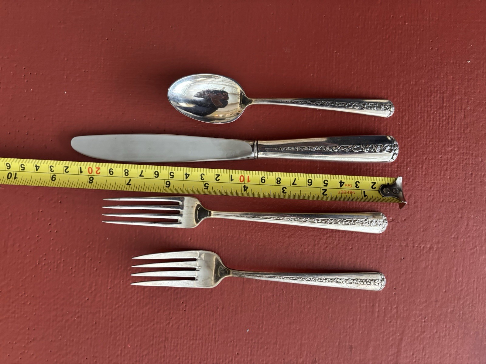 Rambler Rose- Towle Sterling Silver 4 Piece luncheon Place Setting, Modern blade