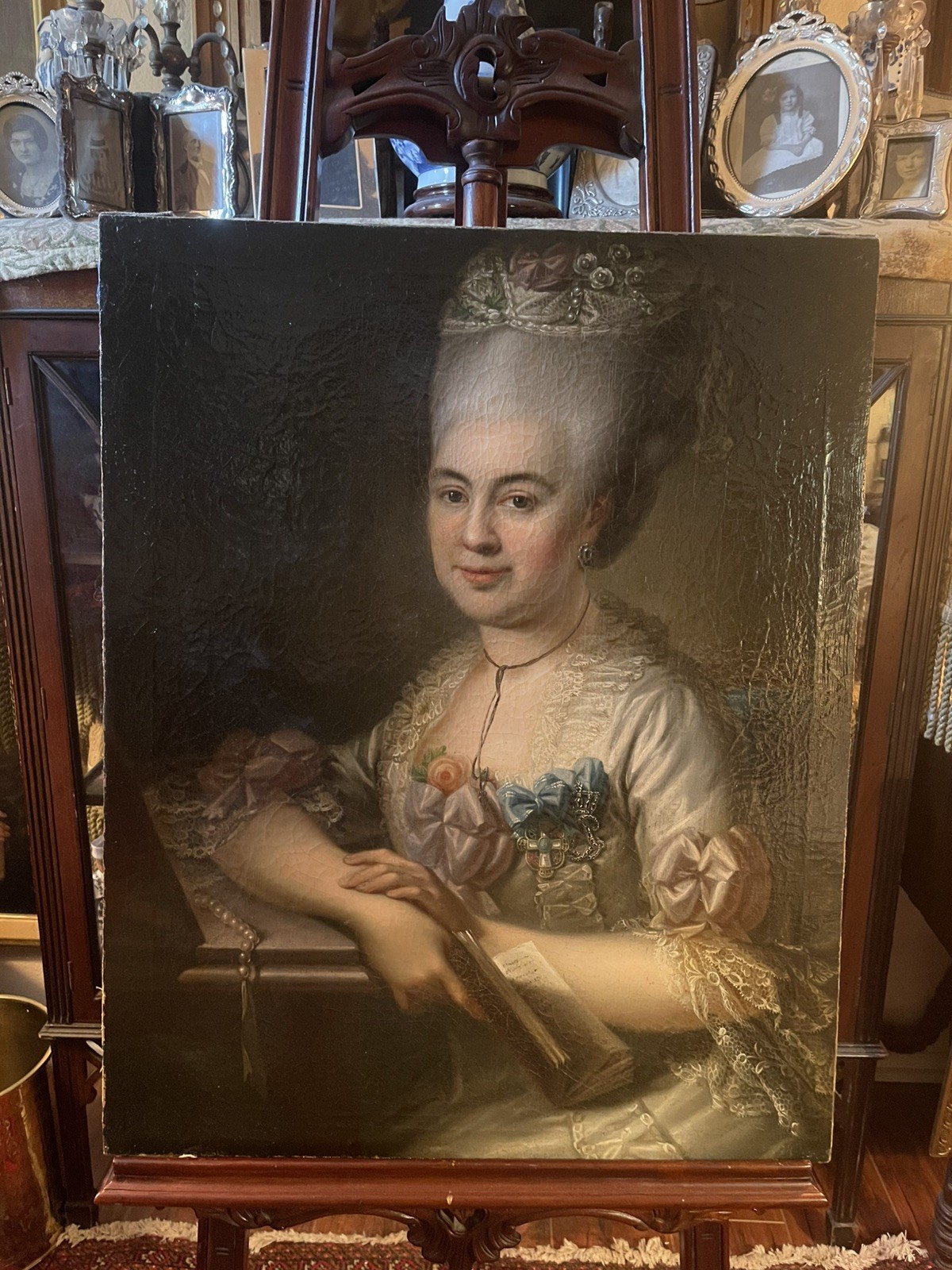 18thC Antique Portrait Painting Of An Aristocratic Woman - Continental Painting 