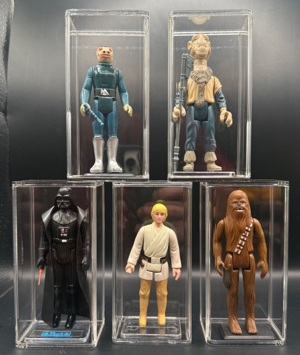 Lot of 5  Acrylic Display Case Vintage Original STAR WARS Loose Figure