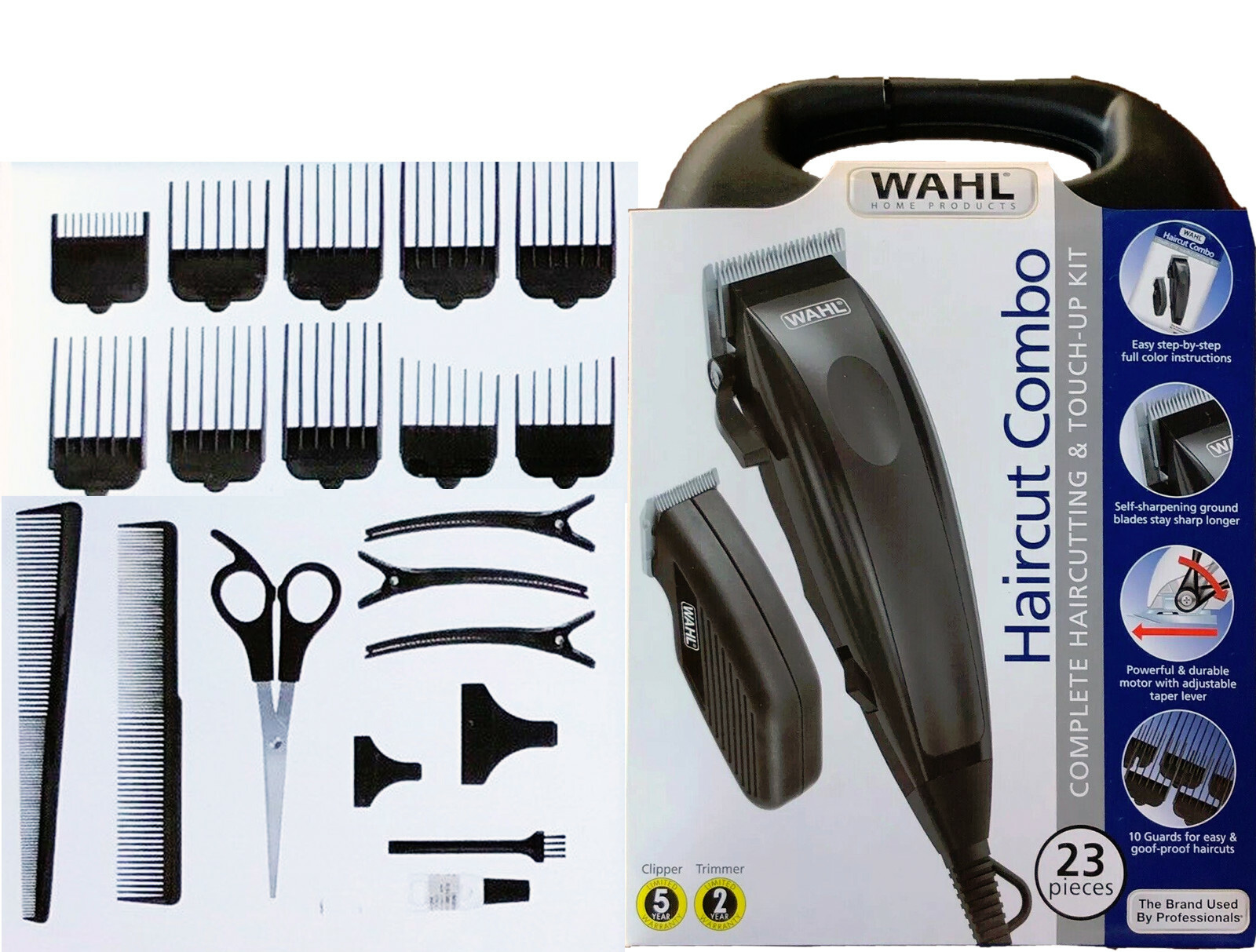 Wahl Home Cut Combo 23-PC Haircutting Trimmer Men Hair Clippers Set Barber Kit 