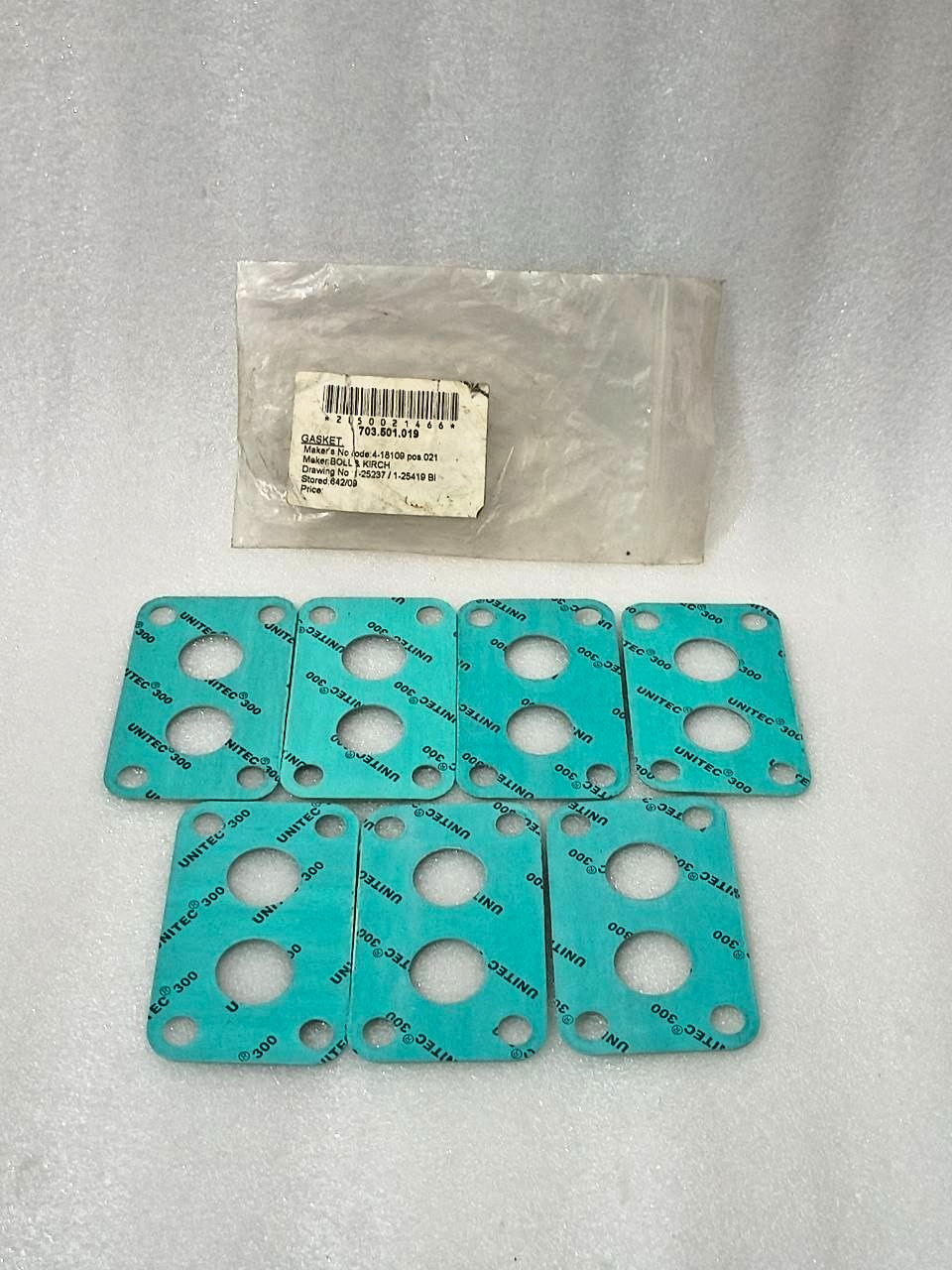 NEW BOLL & KIRCH GASKET 703.501.019 UNITEC 300 MAKER 4-18109 POS. 021 (LOT OF 7)