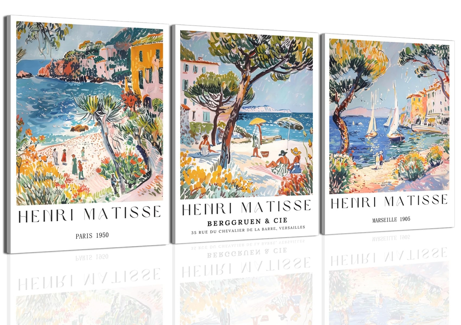 WARTHZ Henri Matisse Beach Wall Art Set of 3 Abstract Blue Europe Italy Trave... WARTHZ Henri Matisse Beach Wall Art Set of 3 Abstract Blue Europe Italy Trave...