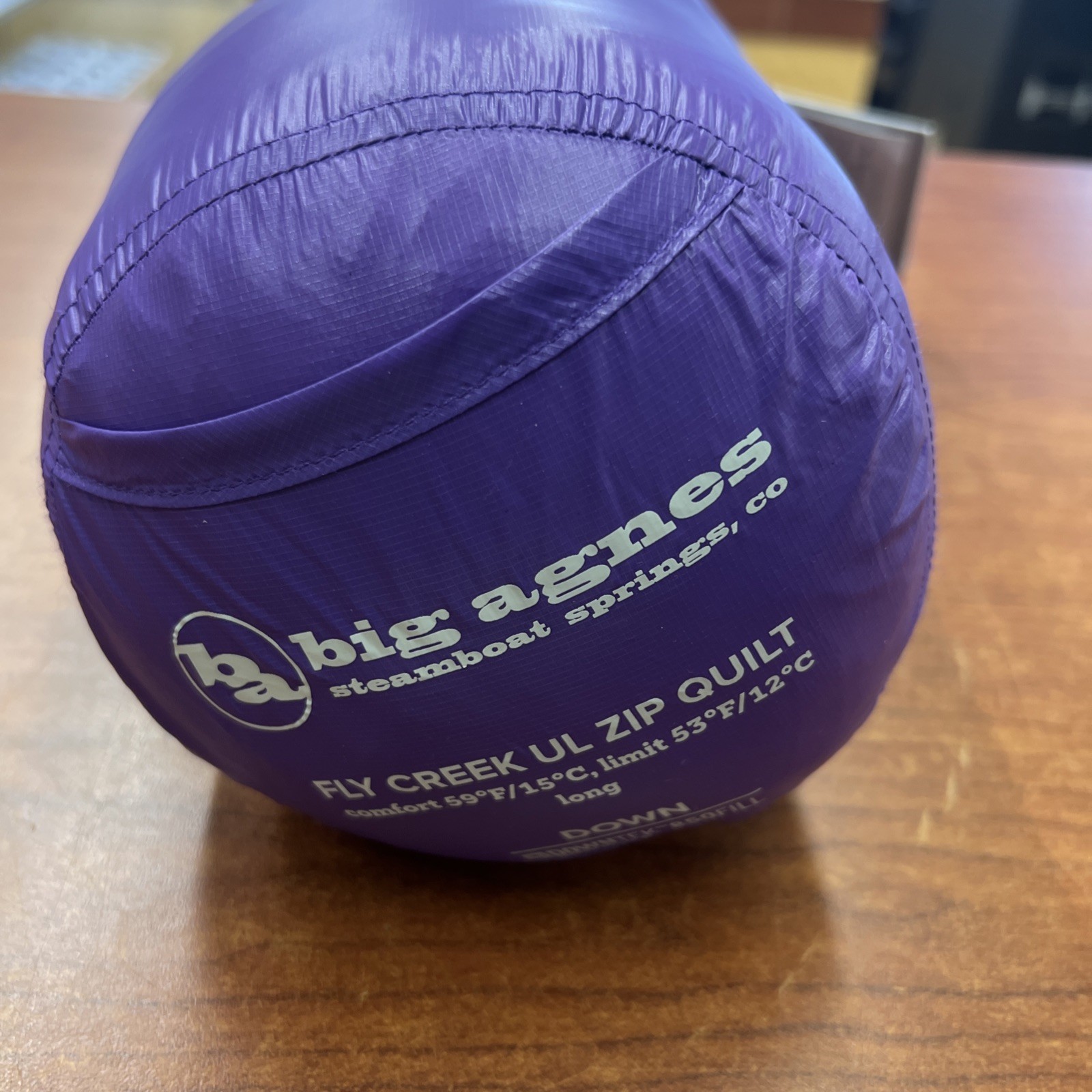 Big Agnes Fly Creek UL Zip Quilt Color Purple Size Long 63x57x39 inches - NEW Big Agnes Fly Creek UL Zip Quilt Color Purple Size Long 63x57x39 inches - NEW