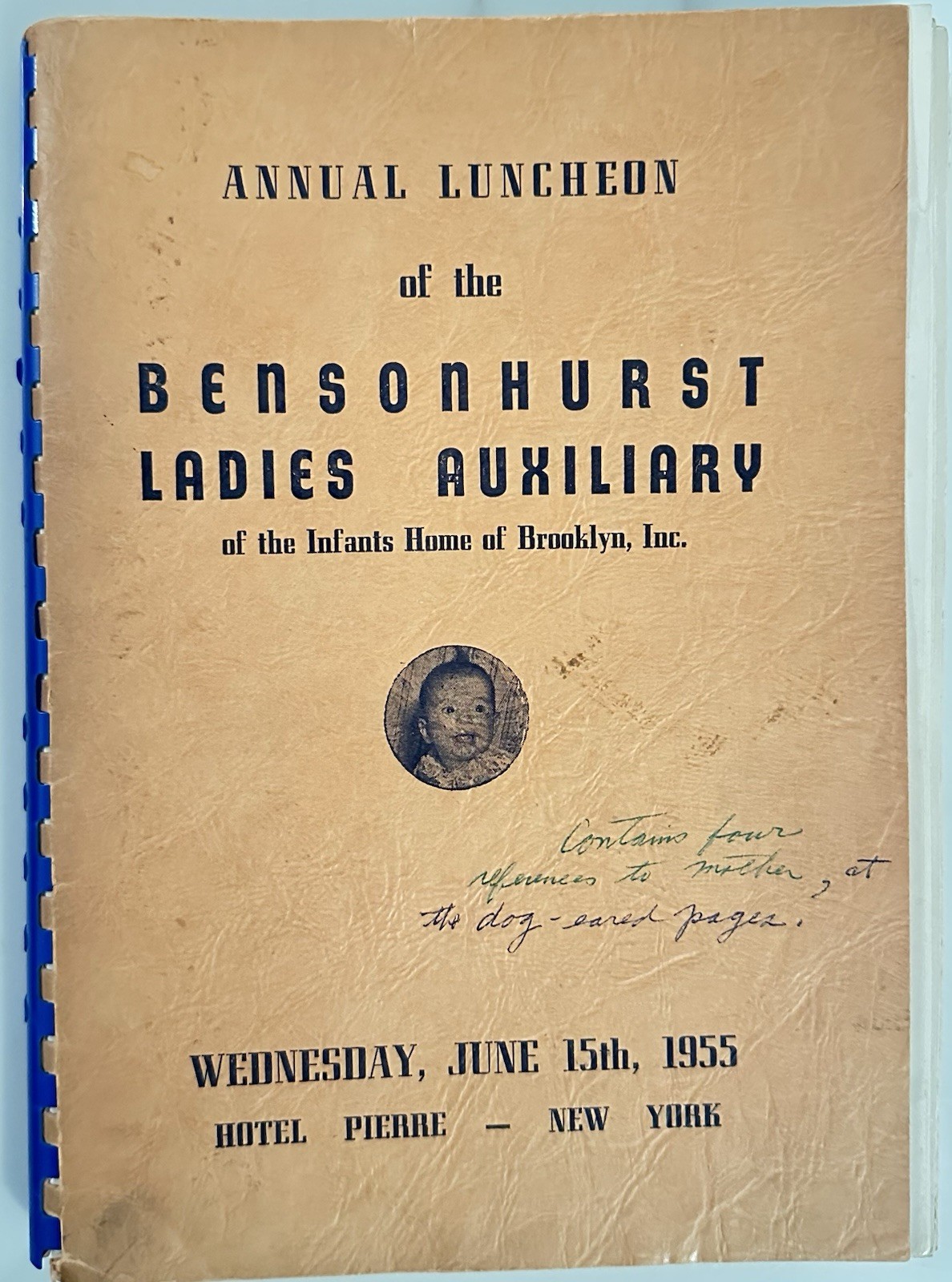 1955 Bensonhurst Ladies Aux. Infants Home of Brooklyn Journal Pierre Hotel NYC