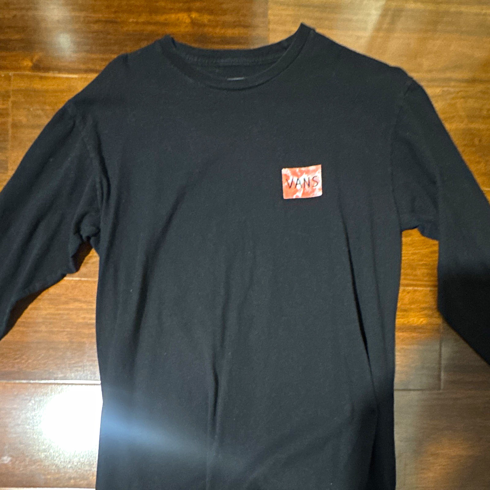 VANS Classic Fit Men\'s Black Long Sleeve Graphic Logo Crew Neck T-Shirt M