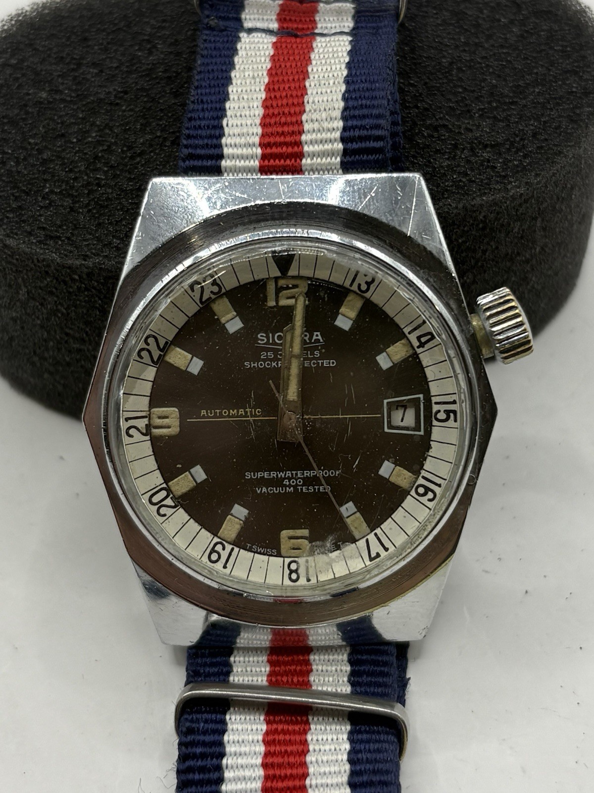 Vintage Sicura Automatic 25 Jewel Diver Watch 400 Rare Swiss Made 37mm Mens Vintage Sicura Automatic 25 Jewel Diver Watch 400 Rare Swiss Made 37mm Mens