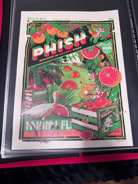Phish Miami 09 - NYE Official - Tyler Stout Signed + Numb. X/600 - GREEN variant