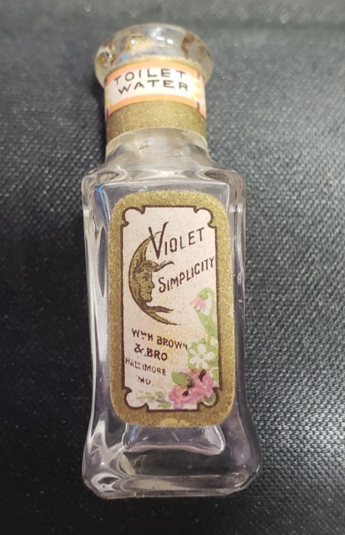 Empty Toilet Water Bottle Antique Wm H Brown Violet Simplicity Vanity Gift Empty Toilet Water Bottle Antique Wm H Brown Violet Simplicity Vanity Gift