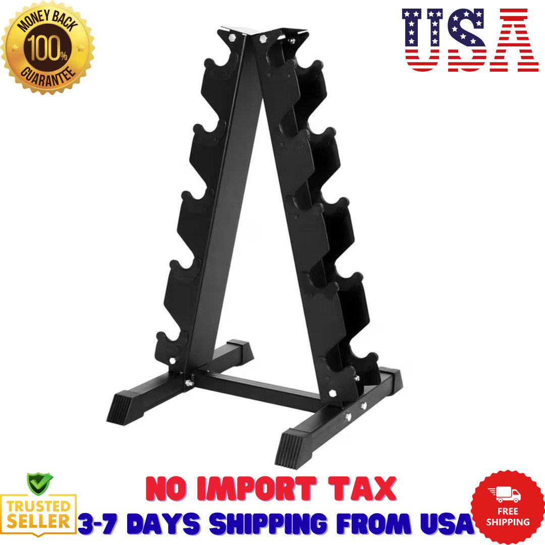 Signature Fitness A-Frame Dumbbell Rack for 5 Pairs of Hex Dumbbells, Black