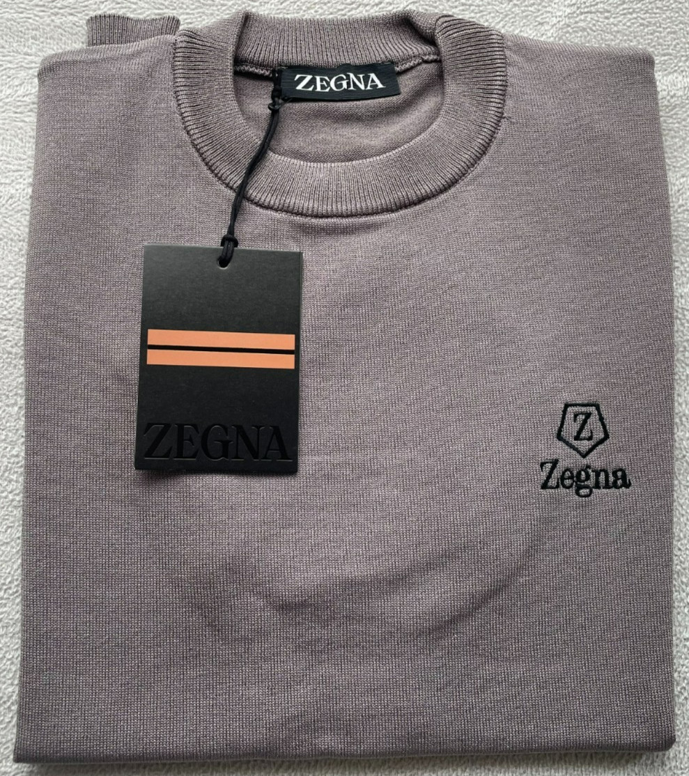 ZEGNA MEN\'S STONE KNITWEAR T-SHIRT SMALL