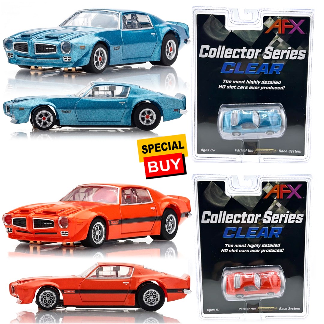 AFX Mega-G+ 1970 & 1972 Pontiac Firebird Formula 400 HO Slot Car Combo