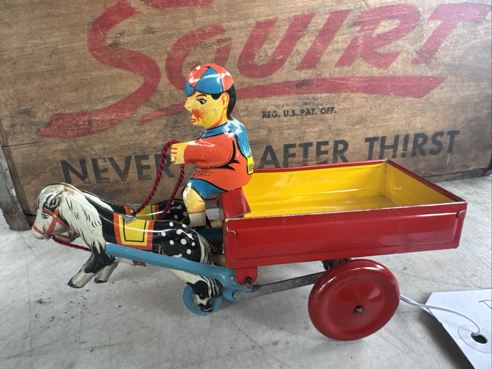 1940’s Trotty Trotty Mechanical pony cart Vintage England no box.￼