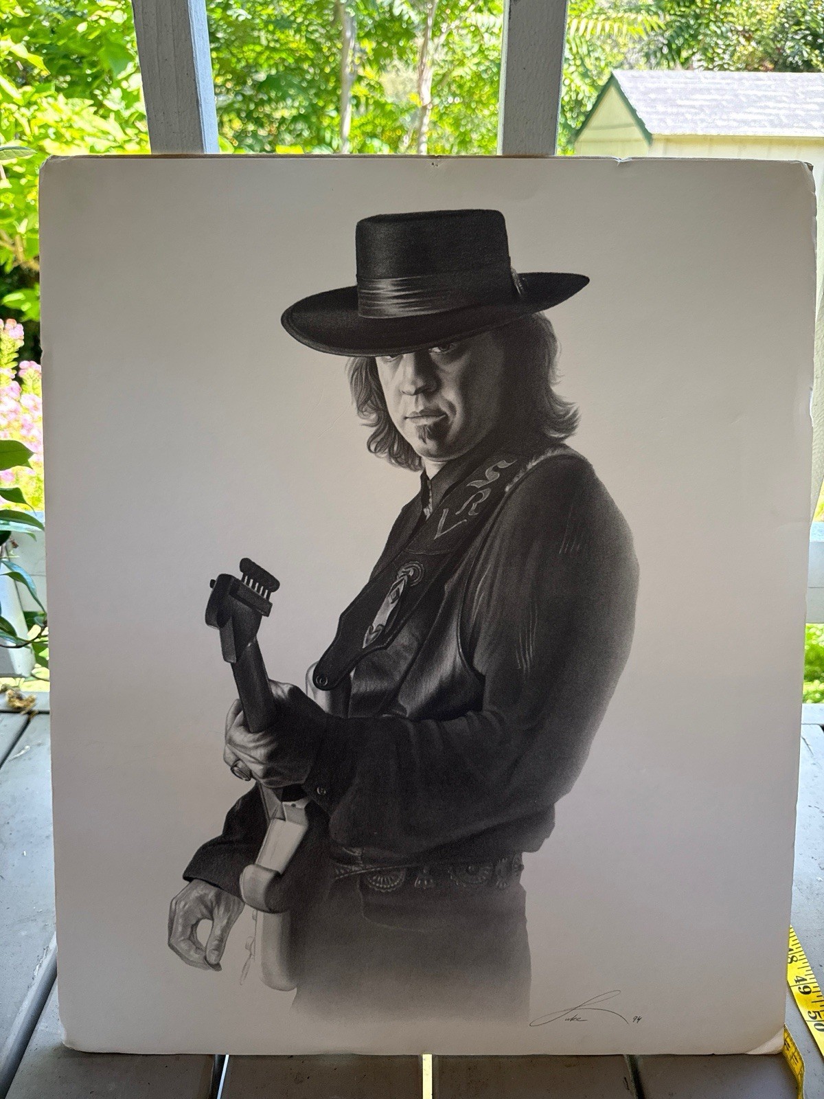 Vintage 1994 Stevie Ray Vaughan Art Print Poster 20x24 SRV Texas Blues Guitar