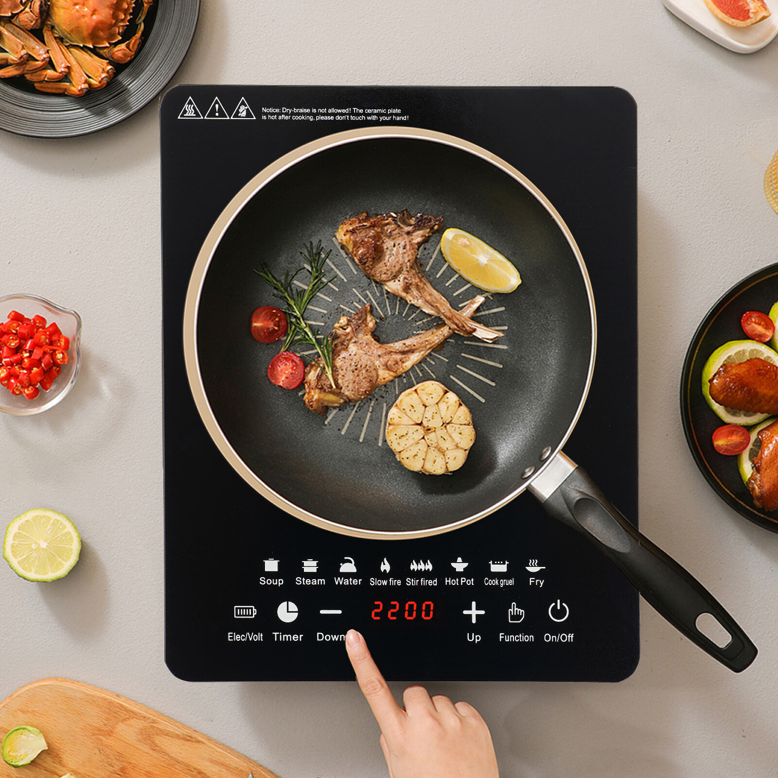 2200W  Portable Kitchen Countertop Induction Cooktop Burner Electric Hot Stove