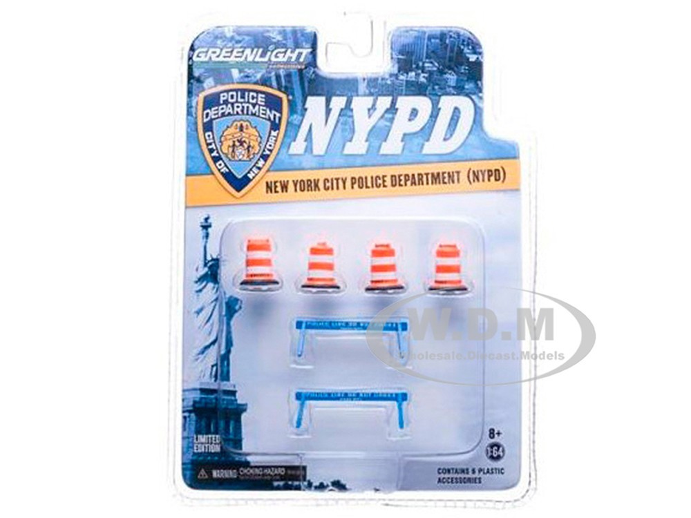 NYPD ACCESSORY PACK SERIES 1, 6 PC SET 1/64 SCALE MODEL BY GREENLIGHT 13068