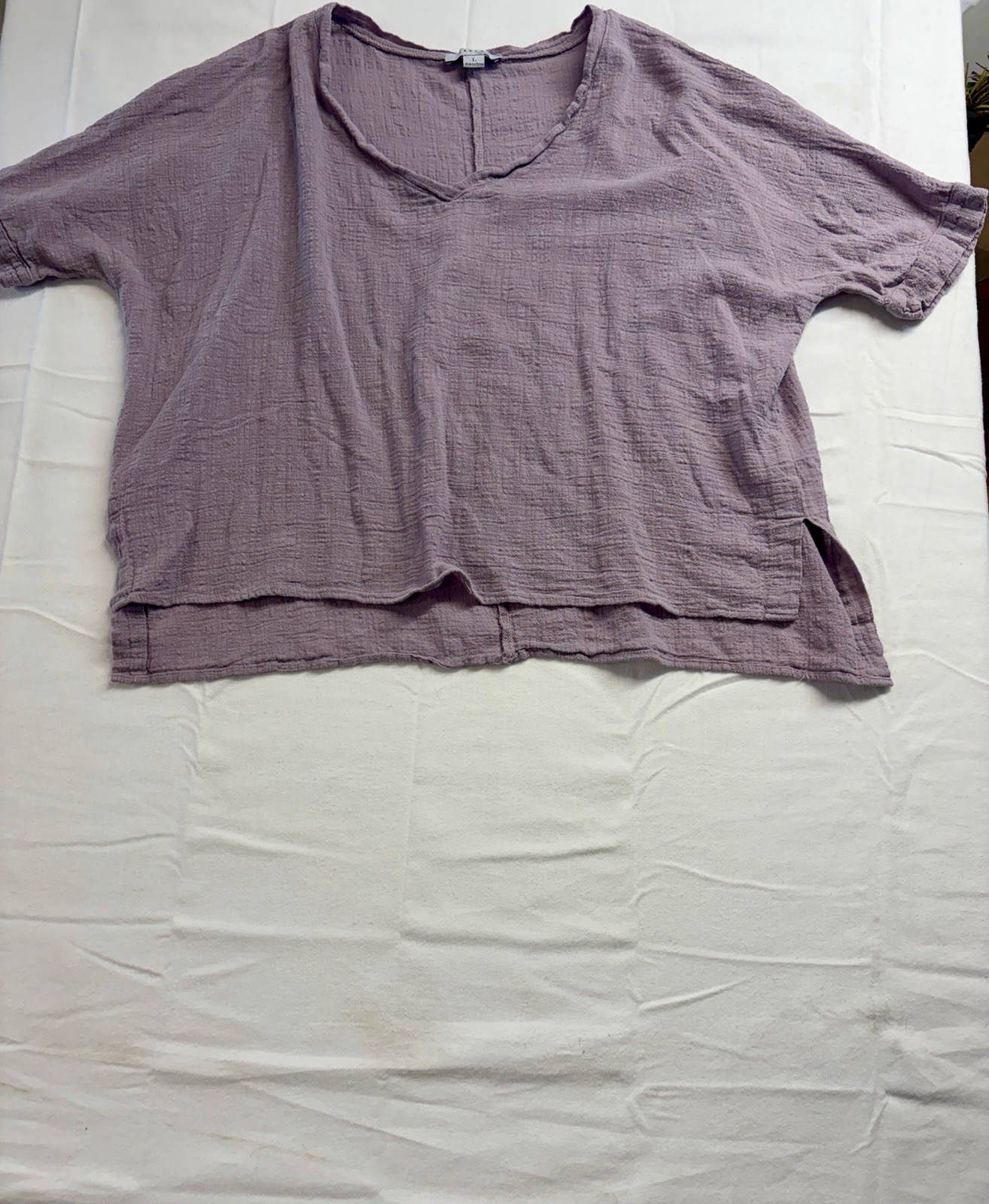 Women’s FavLux Fashion Light Purple Blouse Short Sleeve Shirt Size Large