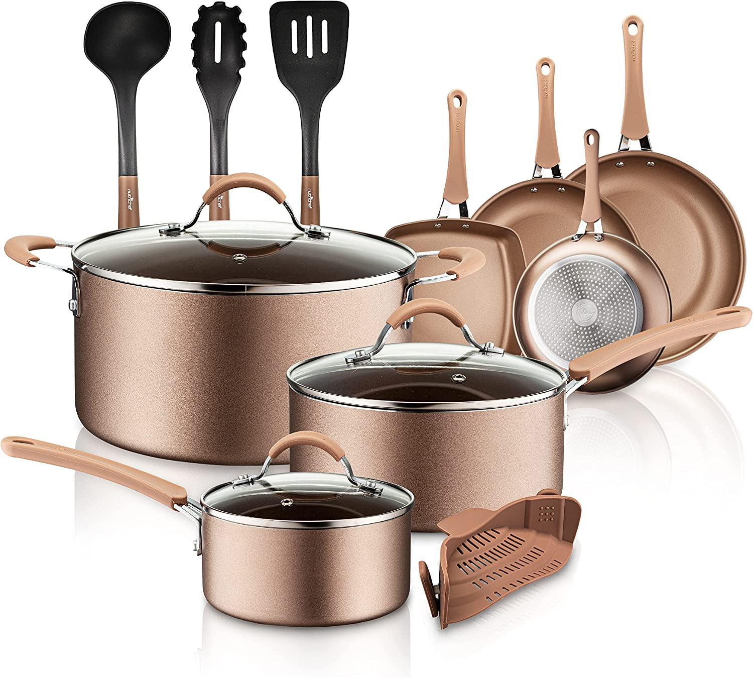 14-Piece Nonstick Cookware, Heat Resistant  Kitchen Ware Set 