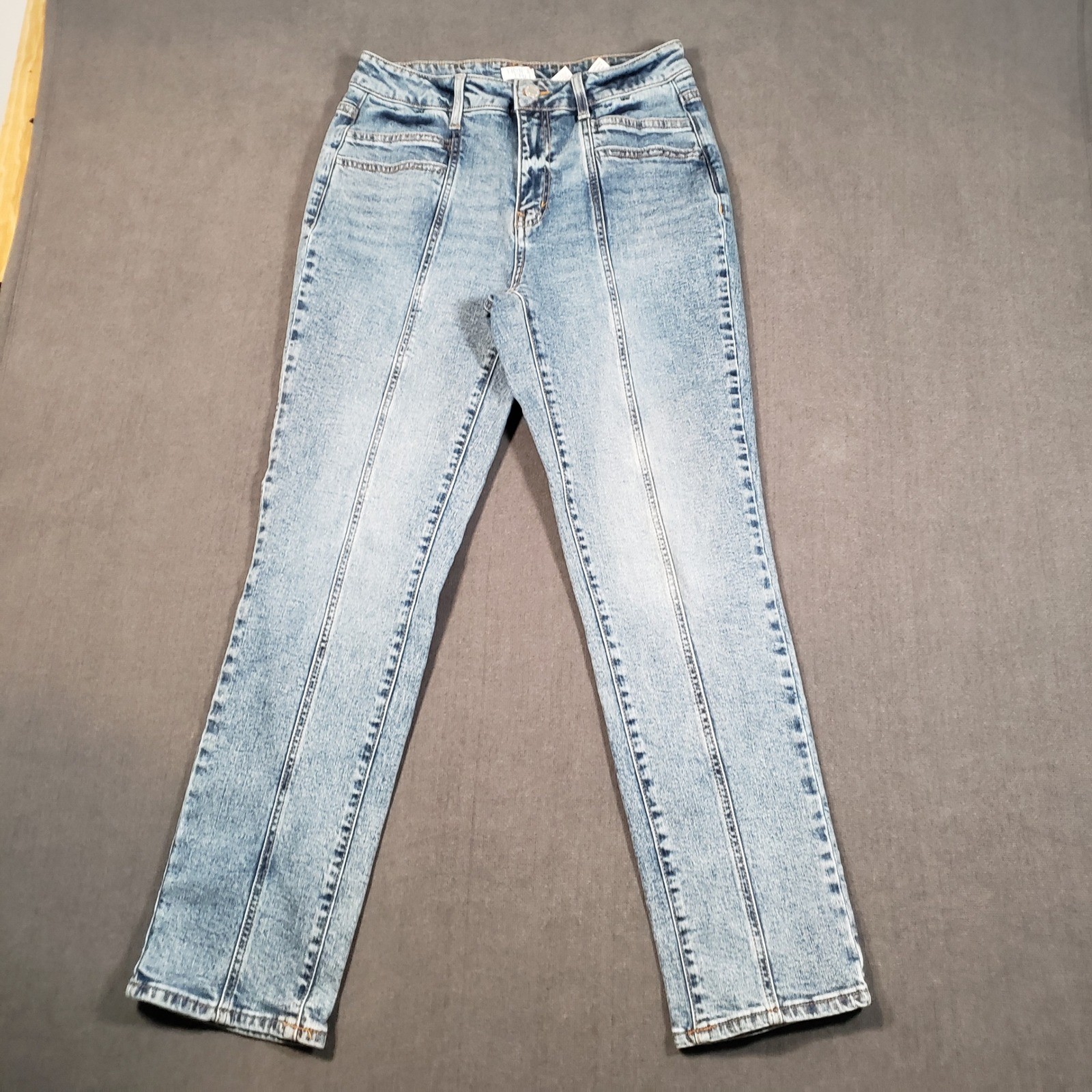 Time and Tru Straight Leg Jeans Womens 6 Blue Front Seam High Rise Stretch Time and Tru Straight Leg Jeans Womens 6 Blue Front Seam High Rise Stretch