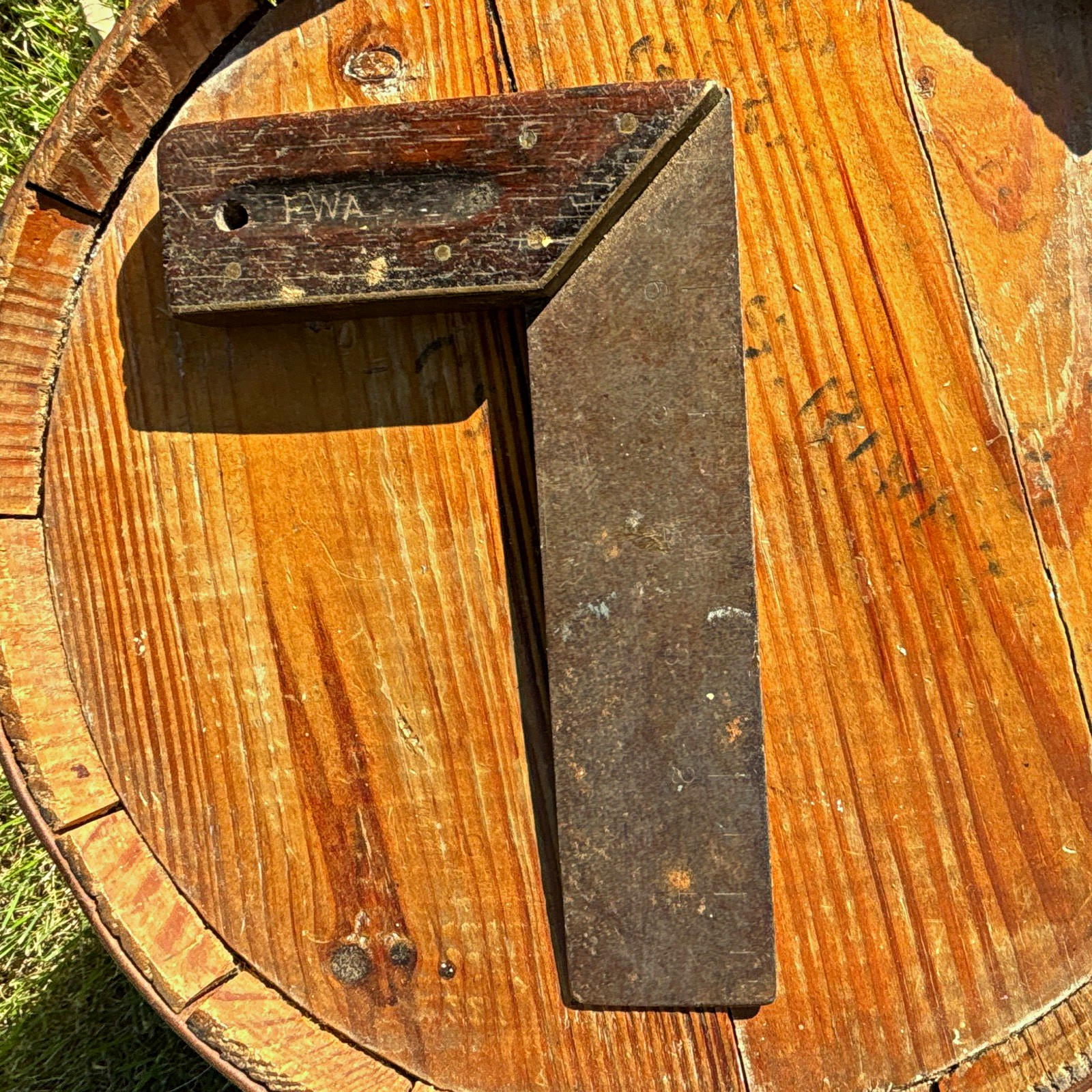 Vintage Original Woodworking Try Square, Wood Handle Steel & Brass Marked Vintage Original Woodworking Try Square, Wood Handle Steel & Brass Marked
