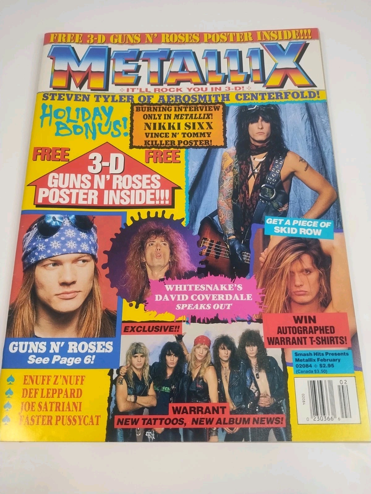 Metallix Magazine February 1990 3-D Guns N\' Roses Centerfold \
