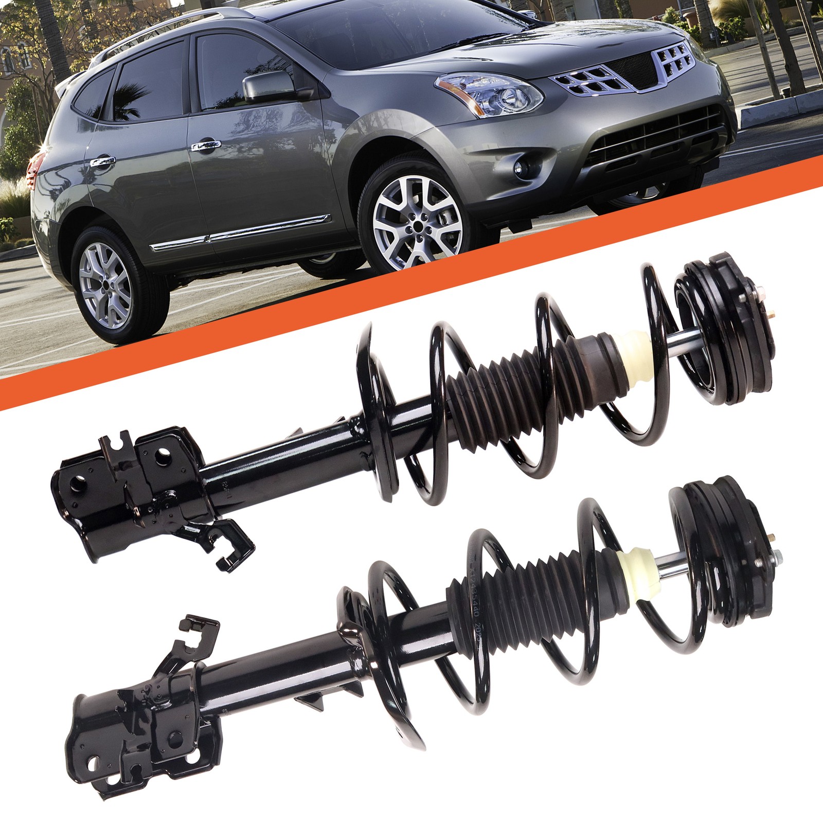 Pair Front Struts w/ Coil Spring Assembly for Nissan Rogue 2008 - 2011 2012 FWD
