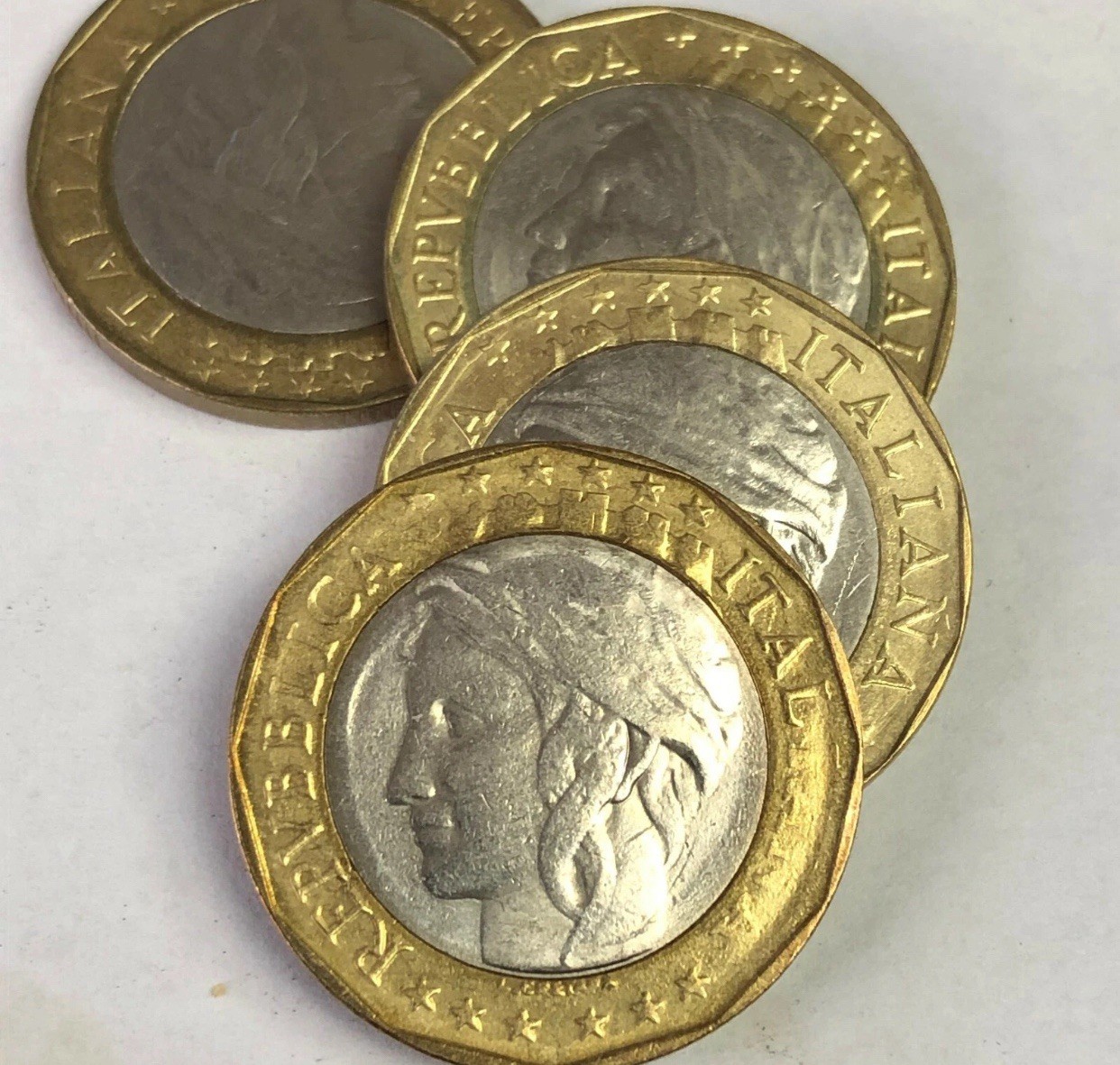 ITALY 1000 LIRE, Bi-Metallic Coin Europe Map reverse (1997-2001 type) KM#194