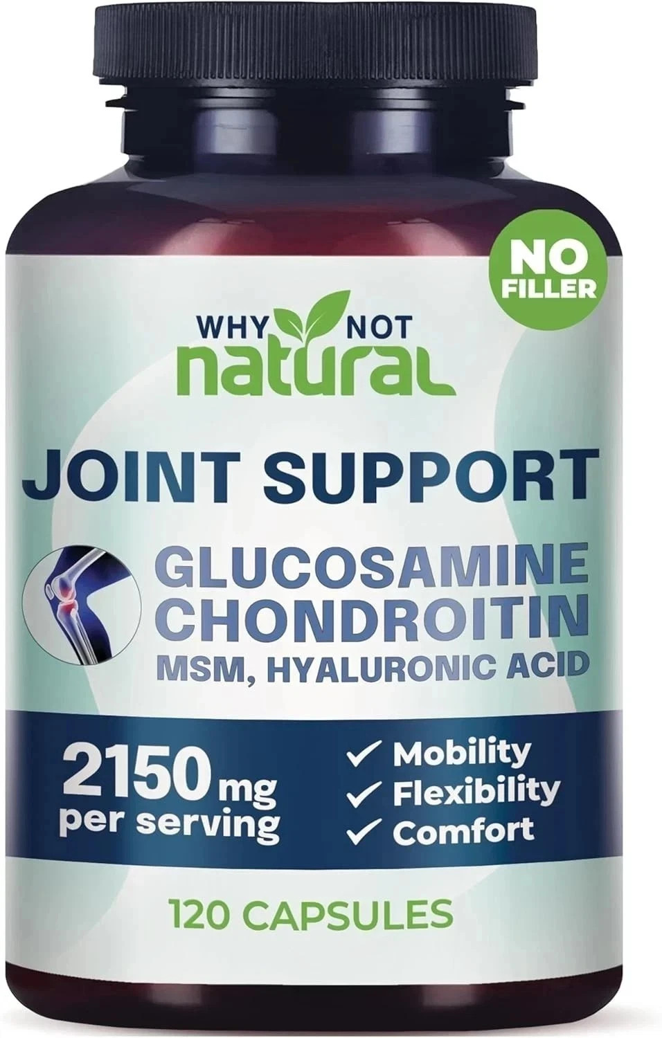 Why Not Natural Glucosamine Chondroitin MSM Hyaluronic Acid Joint Support 120ct