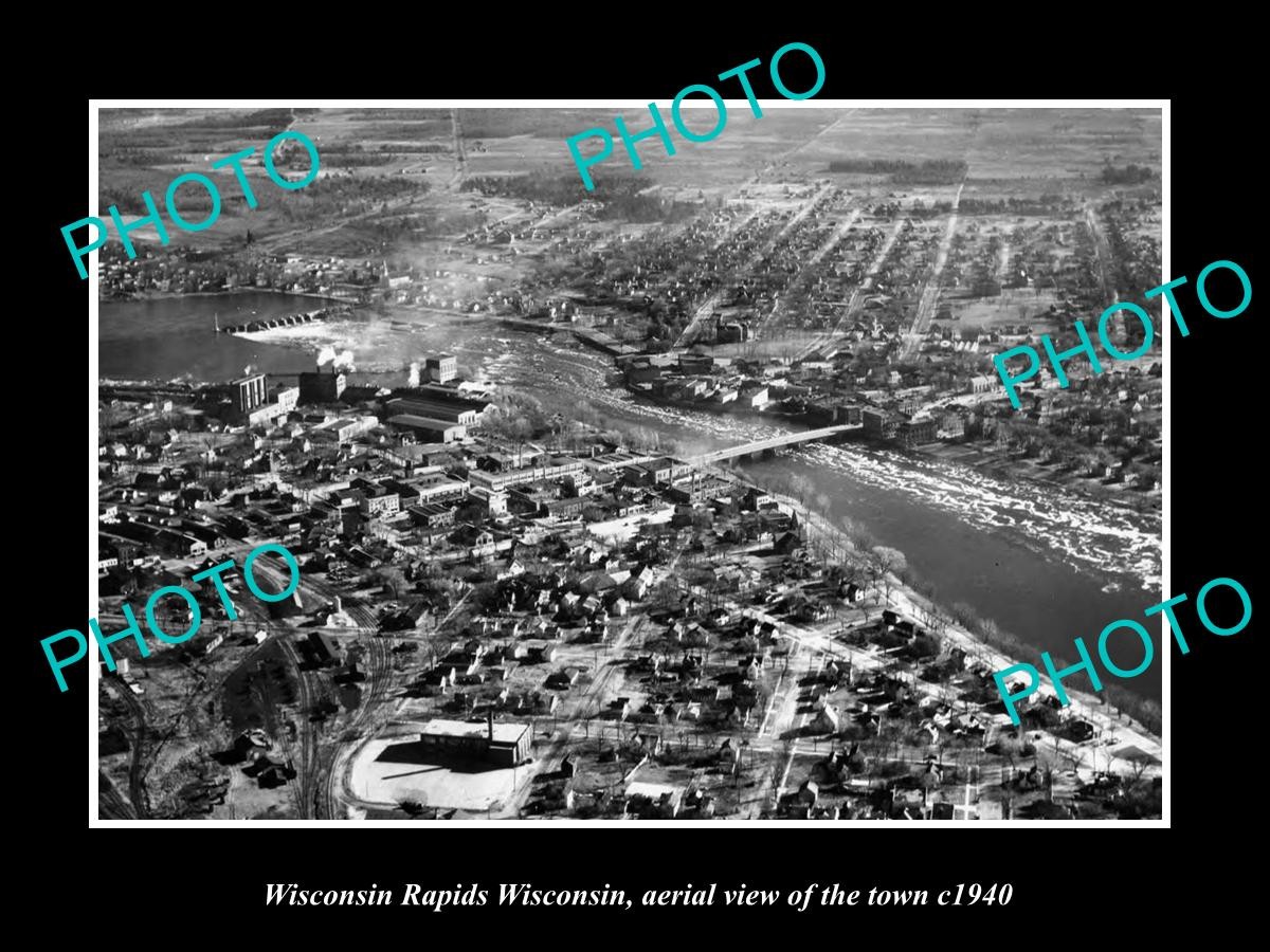 Wisconsin Rapids Wi Aerial View Of The Town c1940 2 Old Large Historic Photo Wisconsin Rapids Wi Aerial View Of The Town c1940 2 Old Large Historic Photo