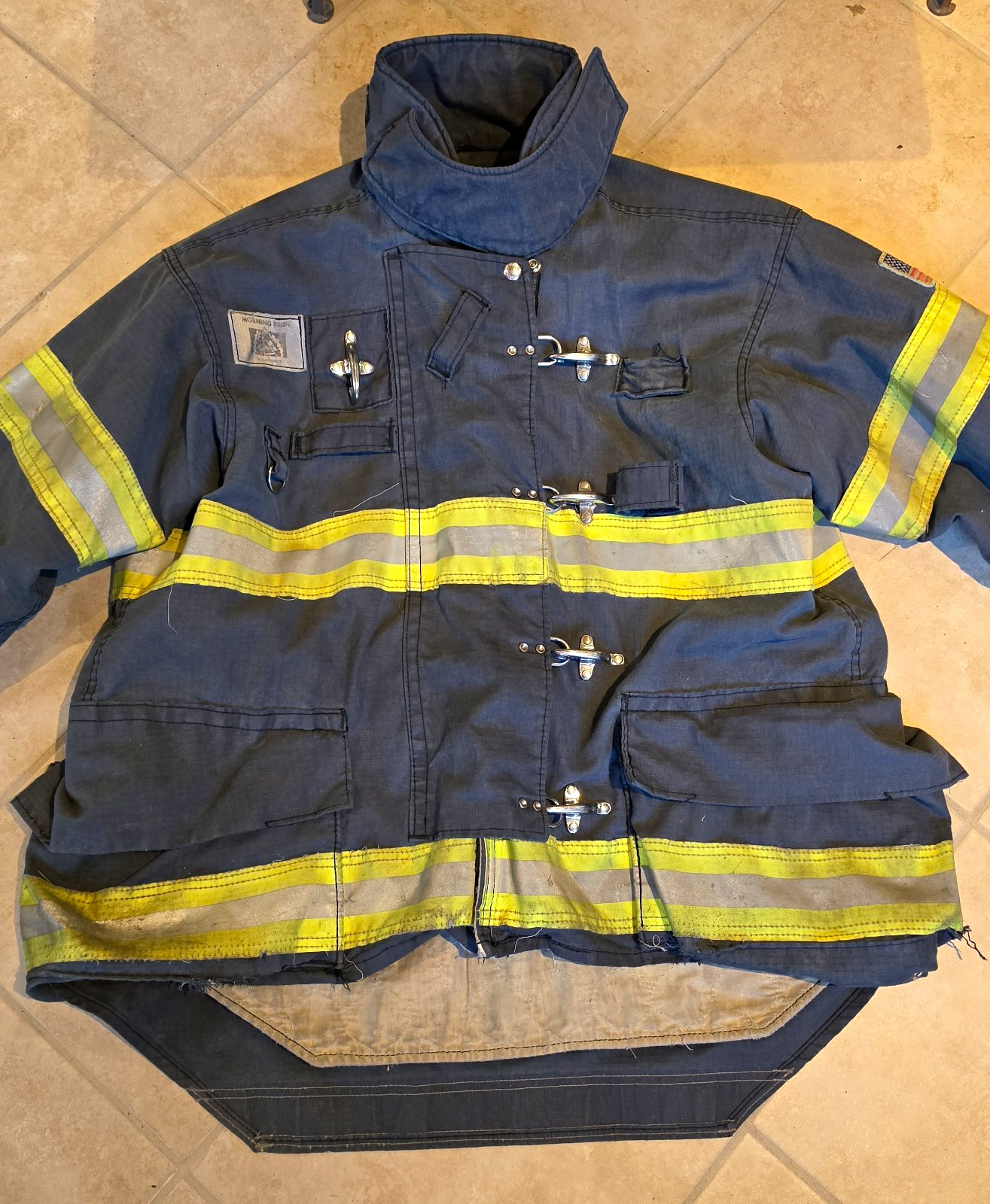 Short, Morning Pride TAILS Firefighter Turnout Coat Bunker Coat, 46 Chest, Used Short, Morning Pride TAILS Firefighter Turnout Coat Bunker Coat, 46 Chest, Used
