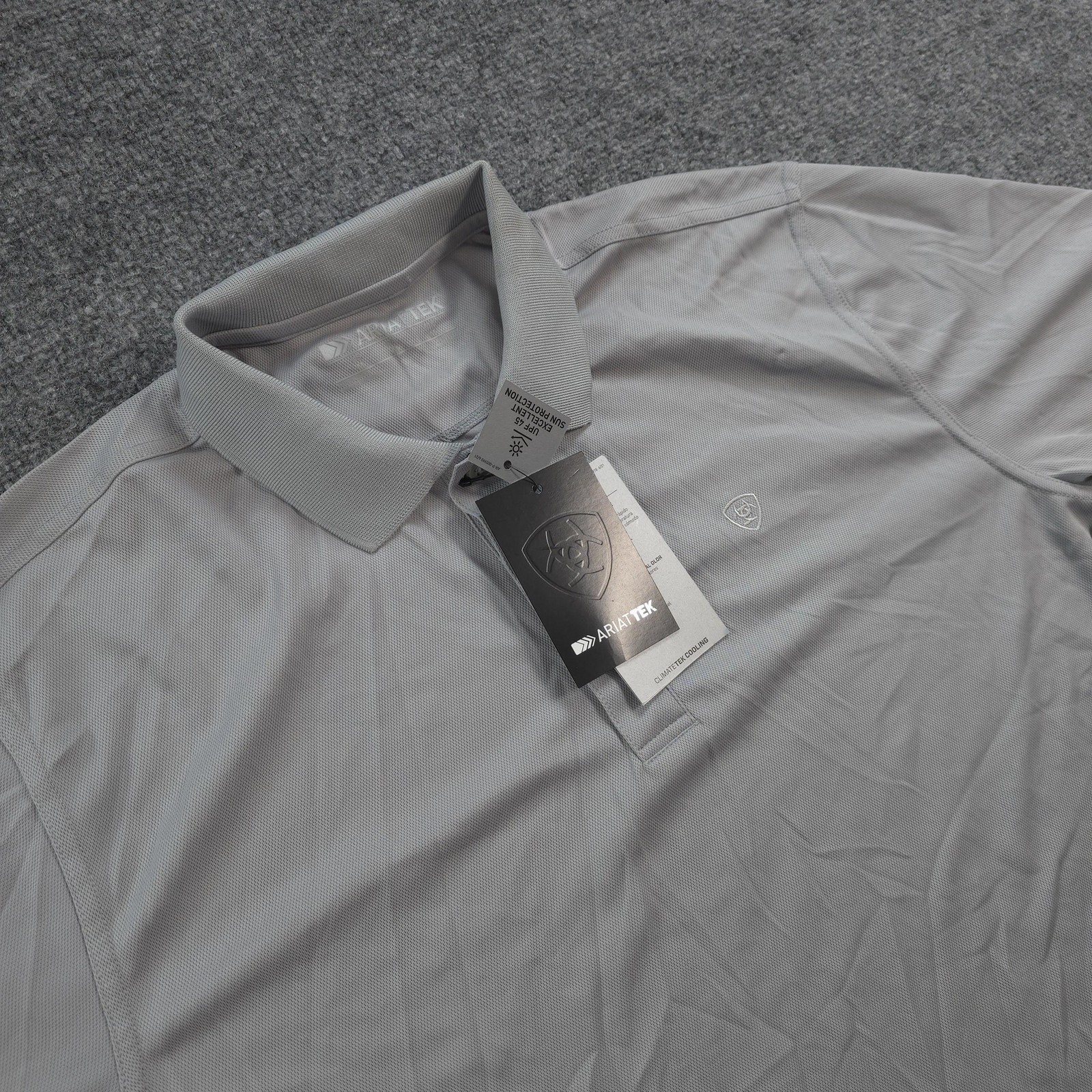 Ariat Polo Shirt Mens Medium Gray Tek SS AriatTEK Cooling UPF 45 Performance