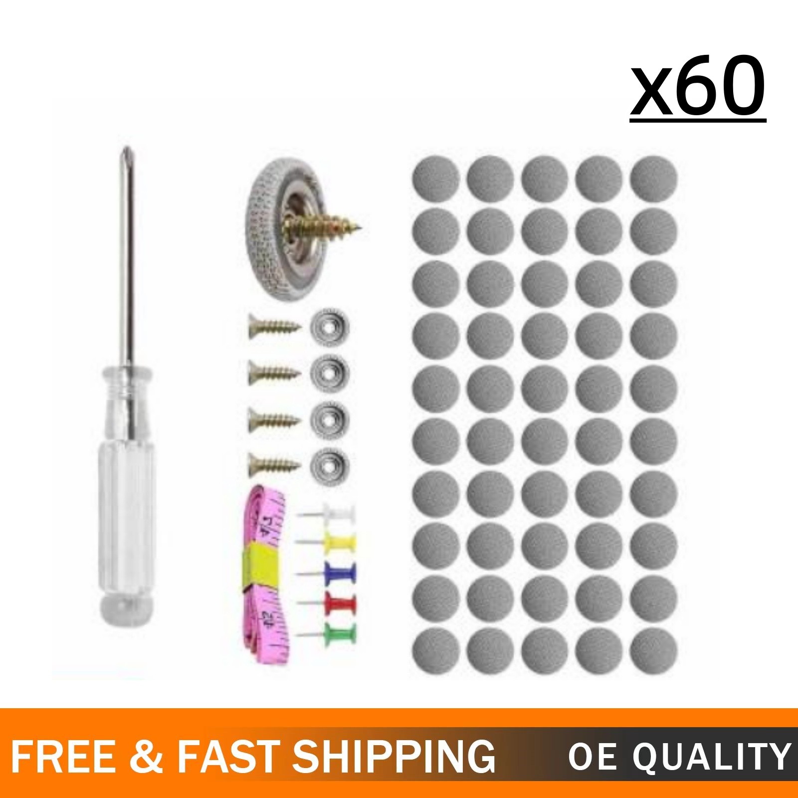 60PCS Car Roof Liner Ceiling Kit Repair Buckle Sagging Headliner Pins Rivet Snap 60PCS Car Roof Liner Ceiling Kit Repair Buckle Sagging Headliner Pins Rivet Snap