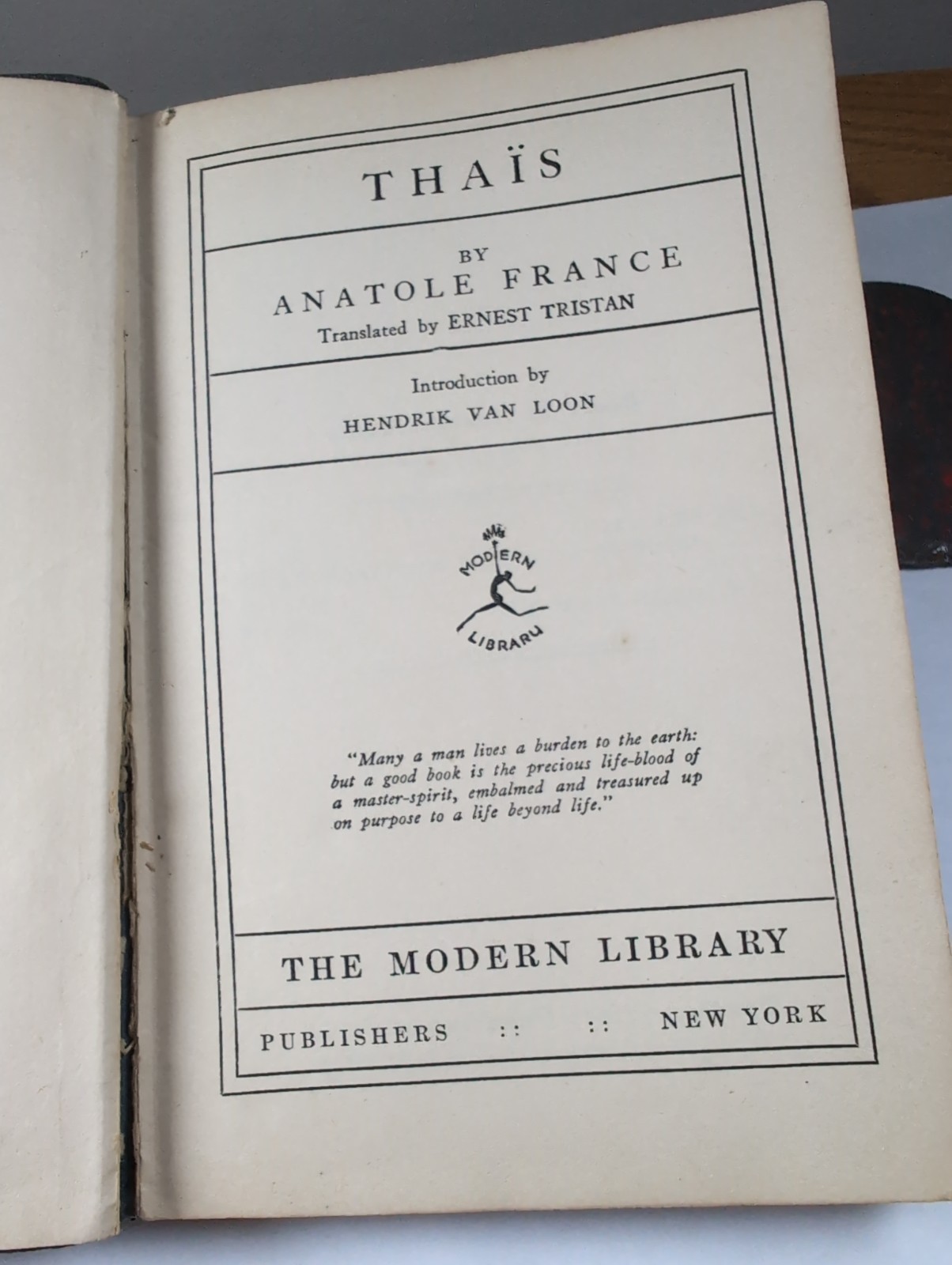 Thais by Anatole France, circa  1925 Modern Library Leatherette Ed