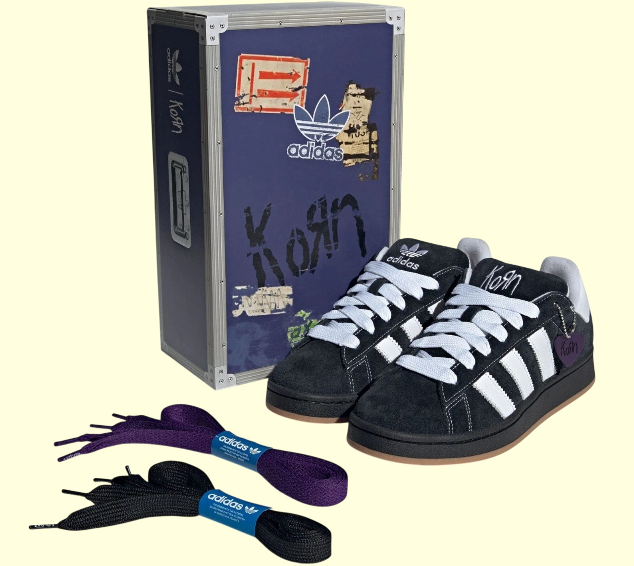 IG0792 Korn Originals Campus '00s Black White Gum Men's Size US 6-11
