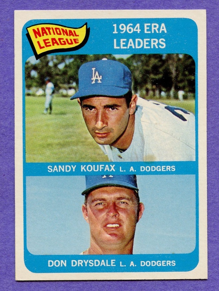 1965 Topps 1964 ERA Leaders NL #8 Sandy Koufax & Don Drysdale EX-MT 1965 Topps 1964 ERA Leaders NL #8 Sandy Koufax & Don Drysdale EX-MT