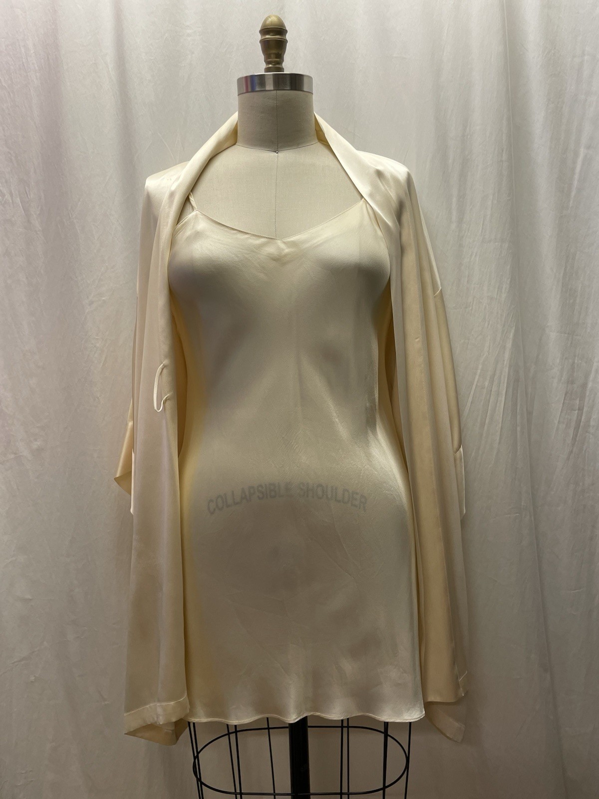 2 Piece Silk Charmeuse Set Kimono Jacket Robe Bias Slip Dress Loungewear sz M