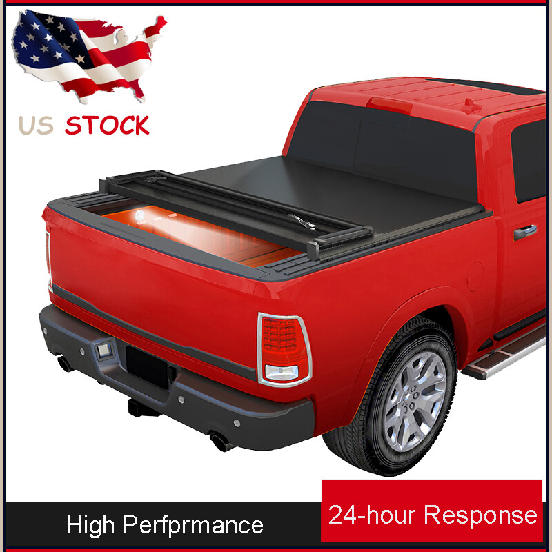 4 Fold 6.4FT/6.5FT Soft Tonneau Cover For 2002-2023 Dodge Ram 1500 2500 3500 Bed