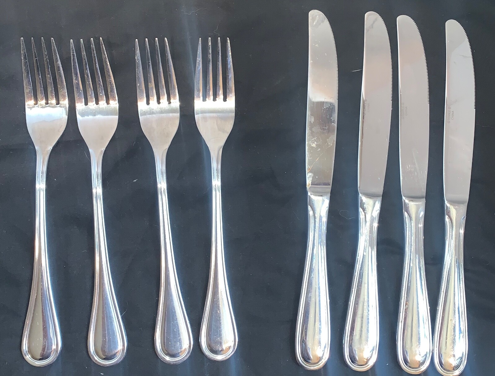 8 Piece Towle  Stainless Steel Flatware Germany 4 Forks 4 Knives