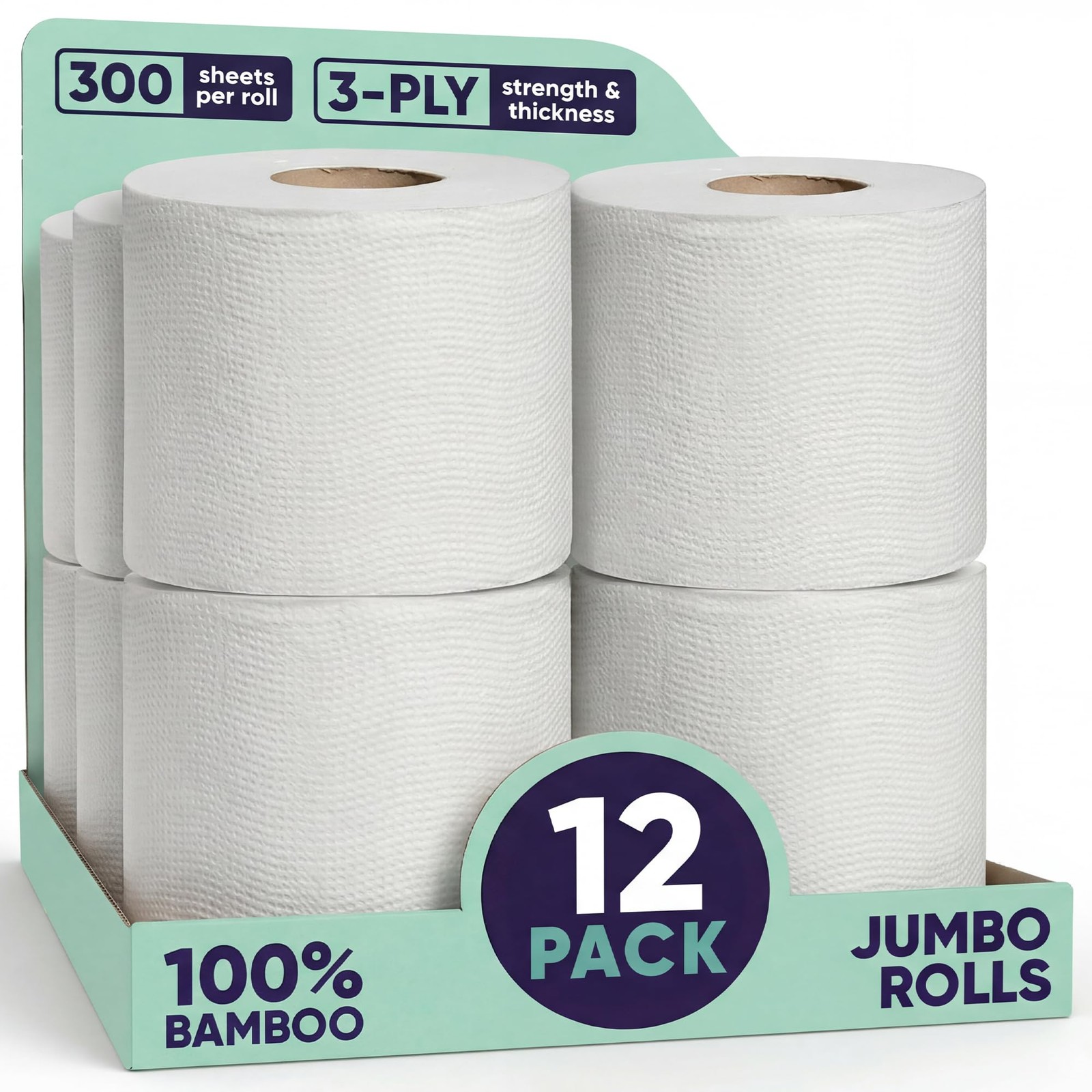 Save Trees Bamboo Toilet Paper - 12 Rolls Of Organic Toilet Paper 3-Ply 300