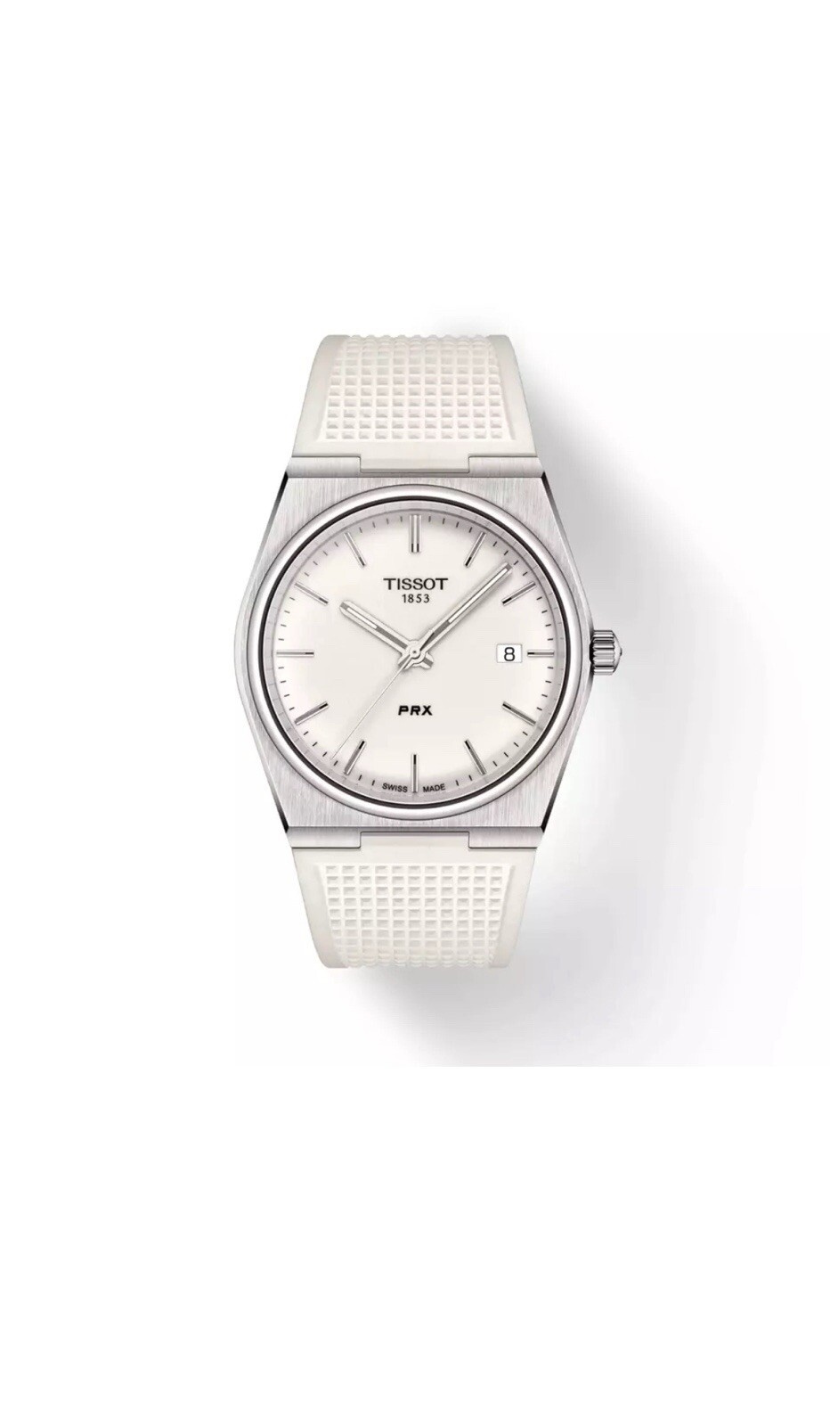 New Tissot PRX 40MM Quartz White Dial Rubber Men's Watch T1374101701100