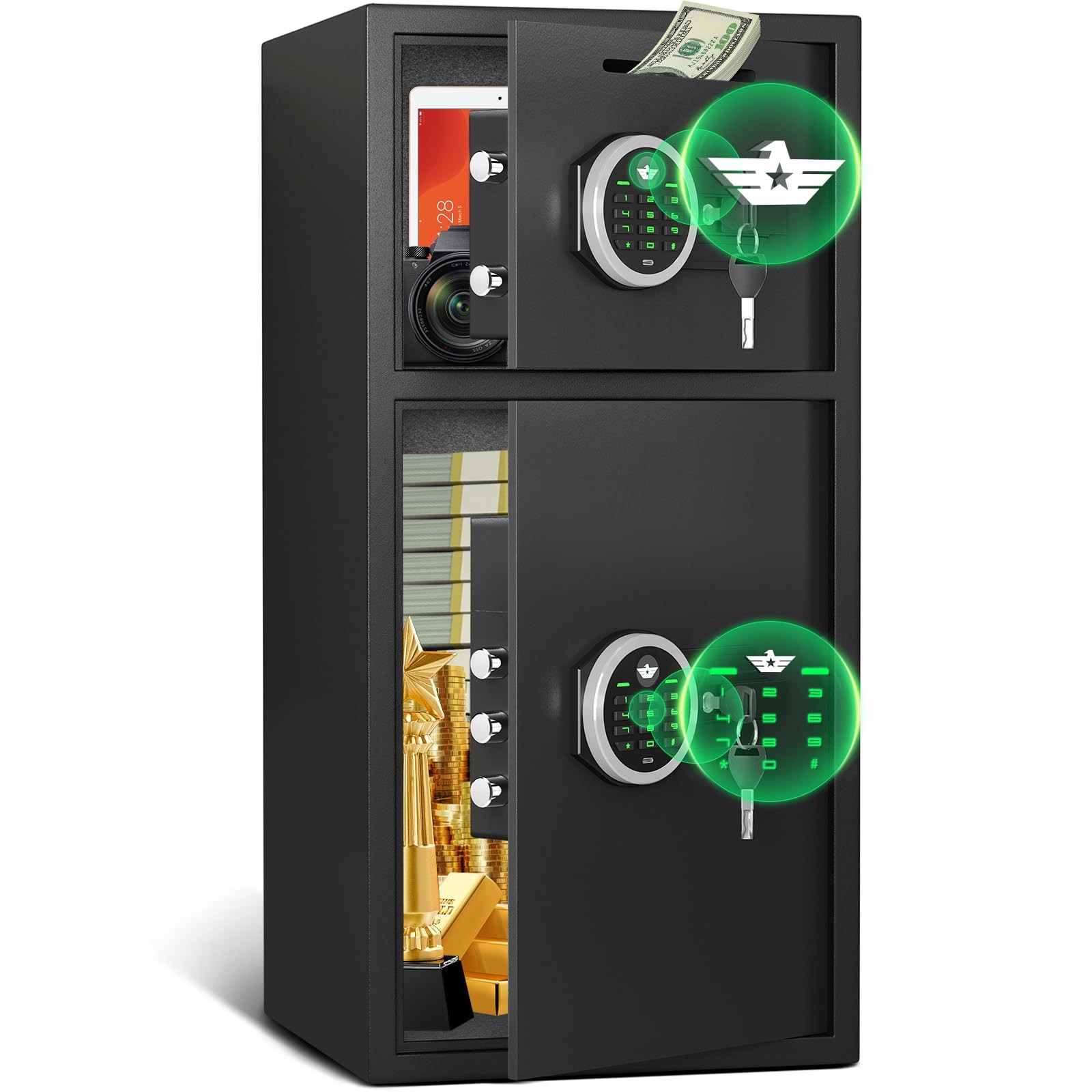 Second-hand6.0 Cub Large Safe,Digital Home Safe Box with Deposit Slot,Dual Alarm