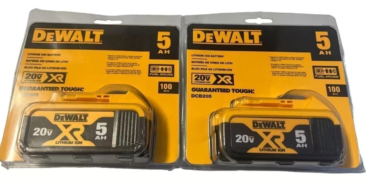 2 Packs New DEWALT DCB205 20V Max XR 5.0Ah Lithium-Ion Battery for Tools US 2X
