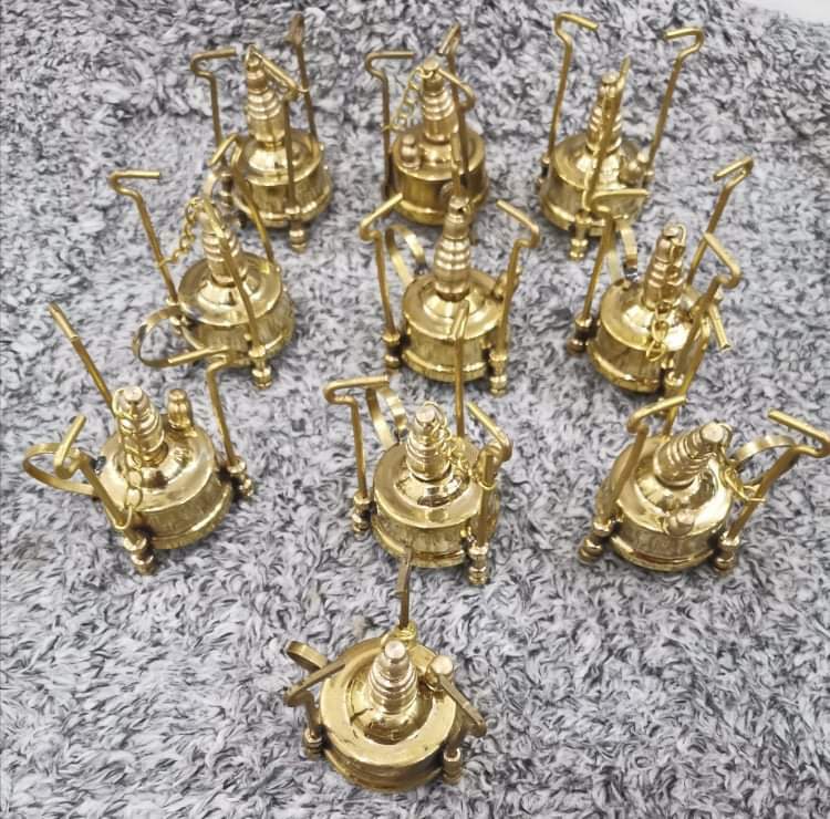 10pc Vintage miniature brass pot stove cooker mini handmade small decor antique
