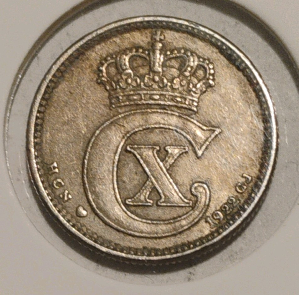 1922 Denmark 25 Ore Coin, Beautiful Condition 1922 Denmark 25 Ore Coin, Beautiful Condition