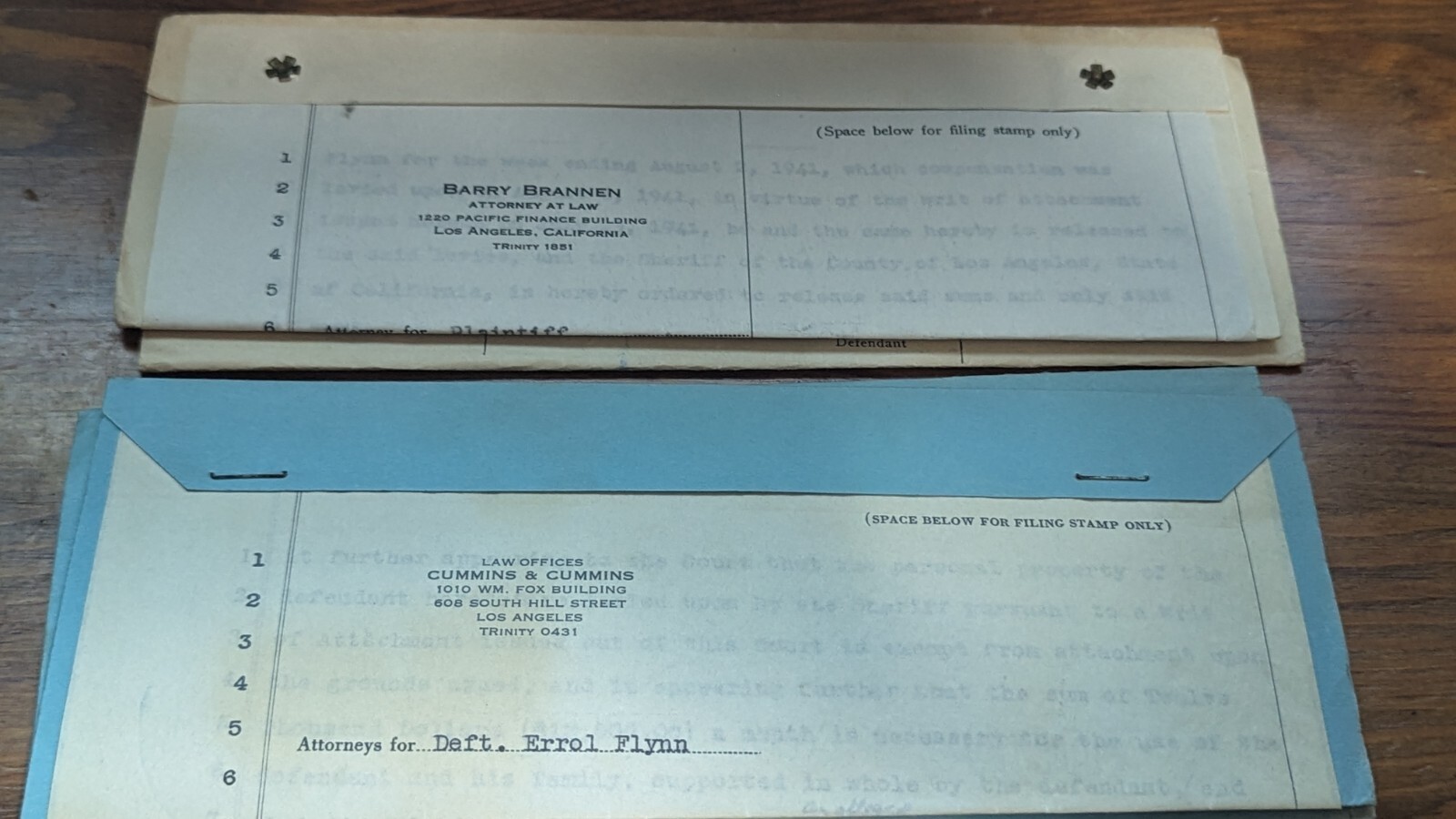 Errol Flynn Court Documents Inc Financial Information