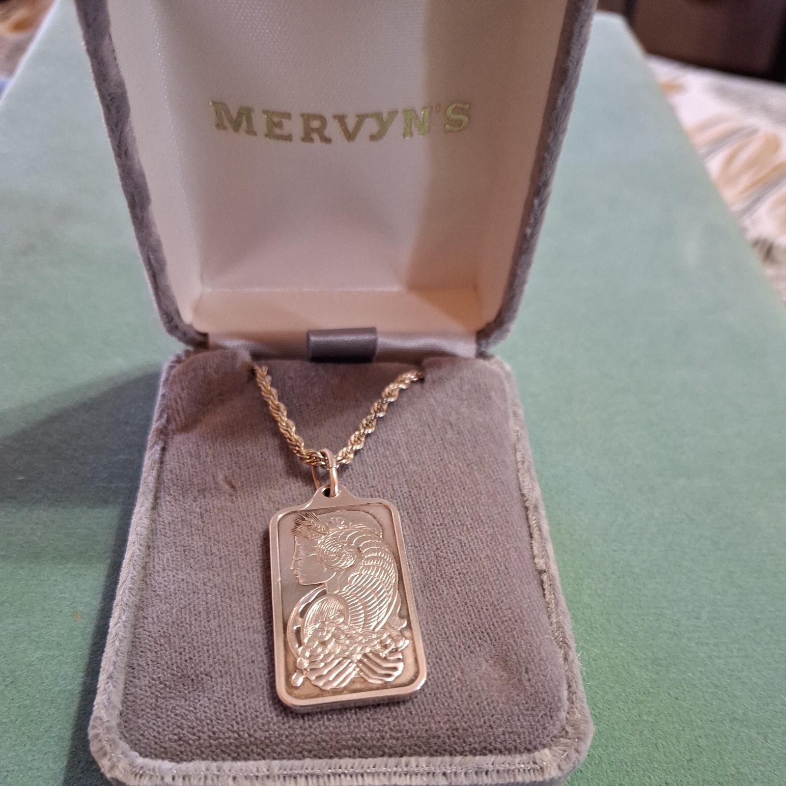 Vintage PAMP Suisse pendant + Sterling necklace 10 gr 9999 FINE Silver bar 