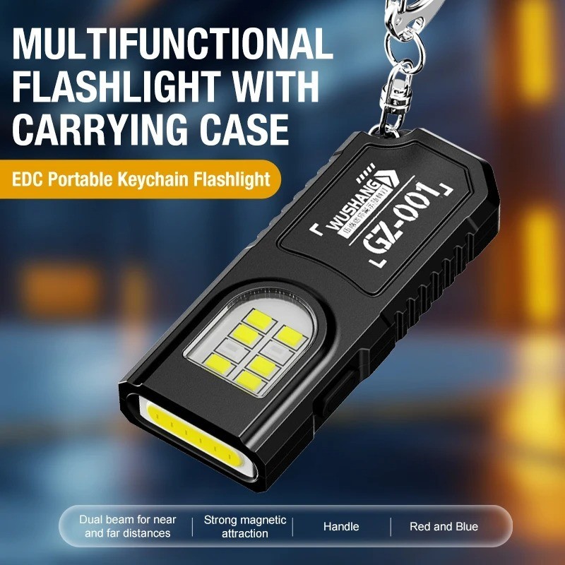 Share Mini LED Keychain Flashlight USB Rechargeable Waterproof EDC Torch SOS Lig