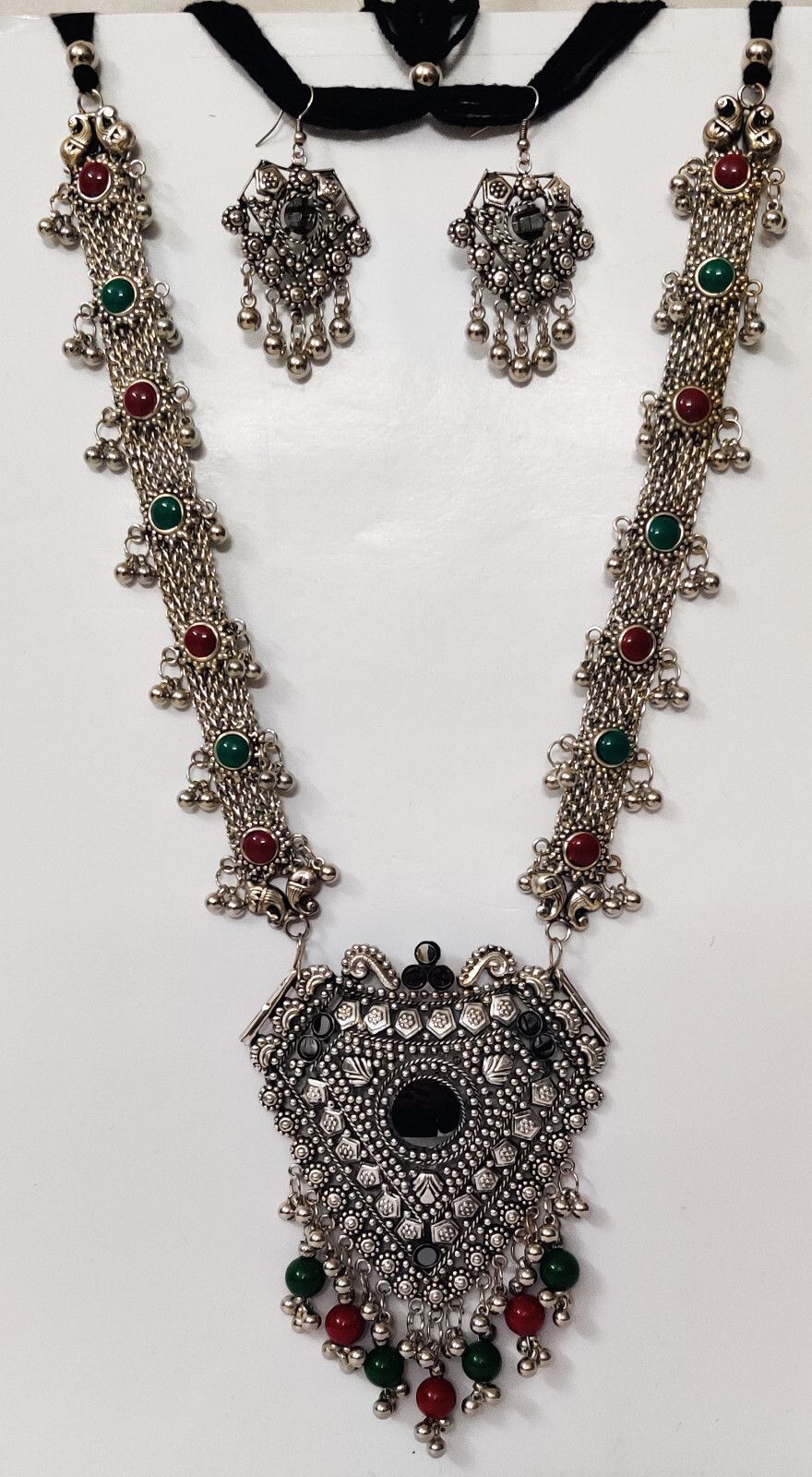 Tribal Necklace Earring Gypsy JewelryBelly Dance Costume Long Heart Festival ATS