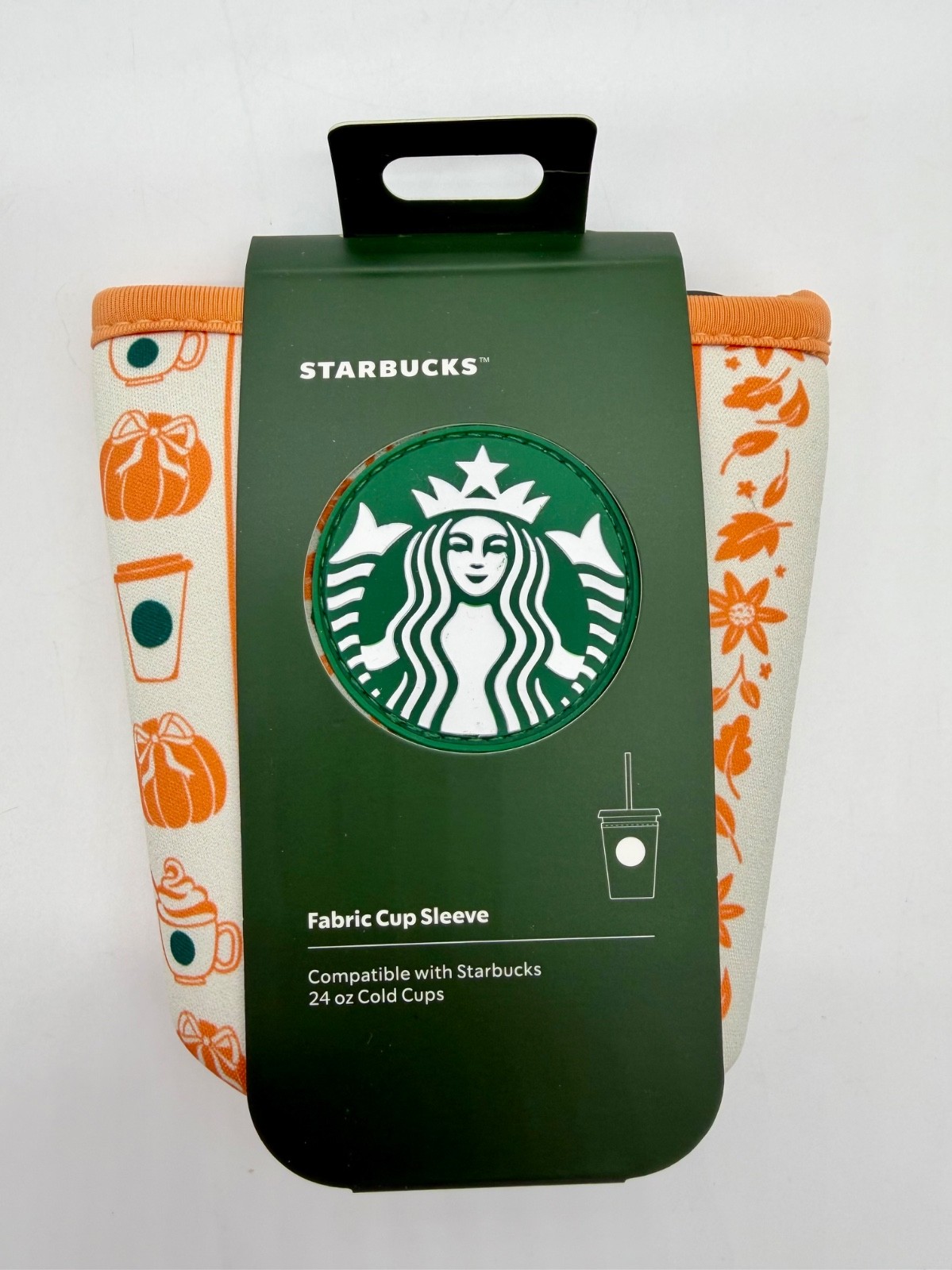 Disney Parks Starbucks Halloween Pumpkin Spice Fabric Cup Sleeve 24oz NWT 2026